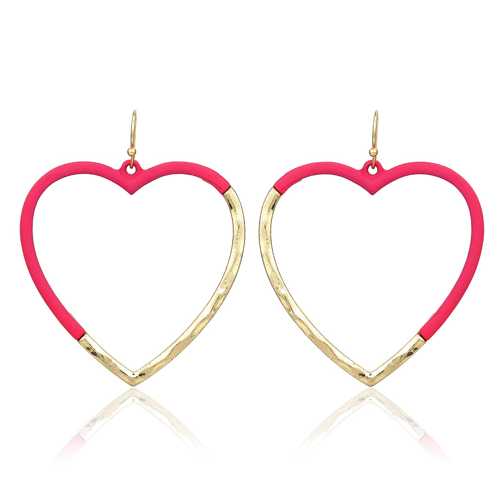 Pomina Lightweight Gold Star Heart Hoop Earrings for Women - Colorful Heart Dangle Earrings, Huggie Hoop Earrings for Teens | Perfect for Valentine's Day, Date Night, and Everyday Fashion Accessories