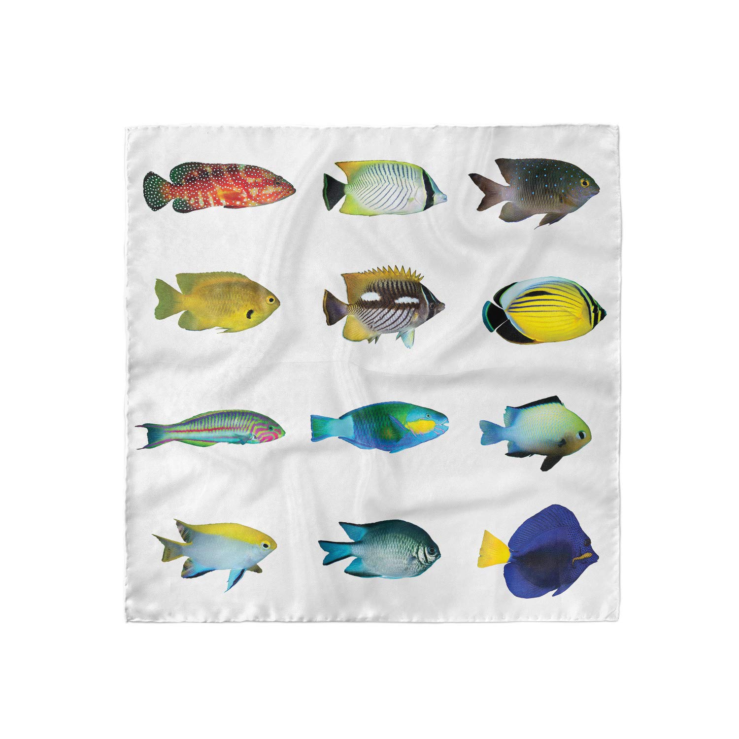 Ambesonne Fish Hair Scarf - Sea Creatures Nautical Head Wrap for Women, Beach Accessory, Swim Cover Up, Summer Fashion Hair Accessory