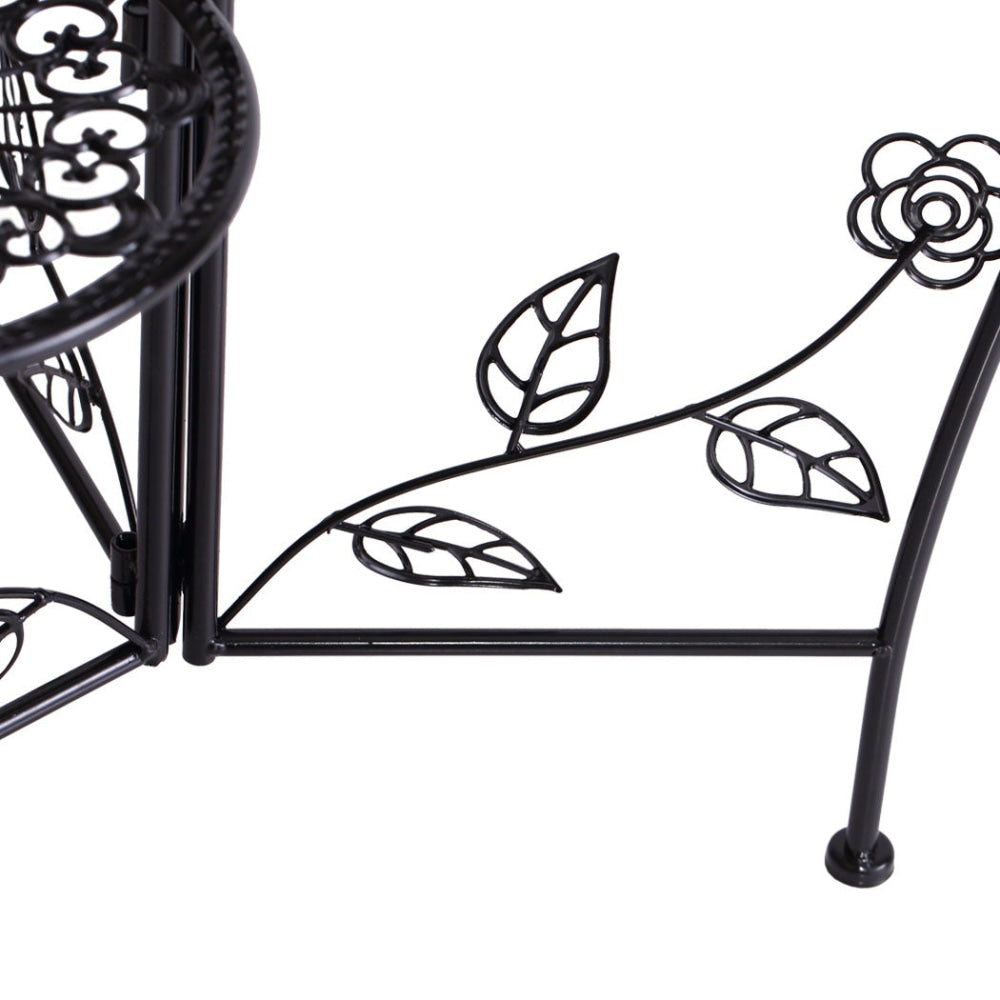 2-Pack Wrought Iron Flower Plant Stand - Indoor Outdoor Garden Corner Shelf for Plants, Succulents & Decor | Perfect for Patio, Balcony, Living Room & Office Spaces