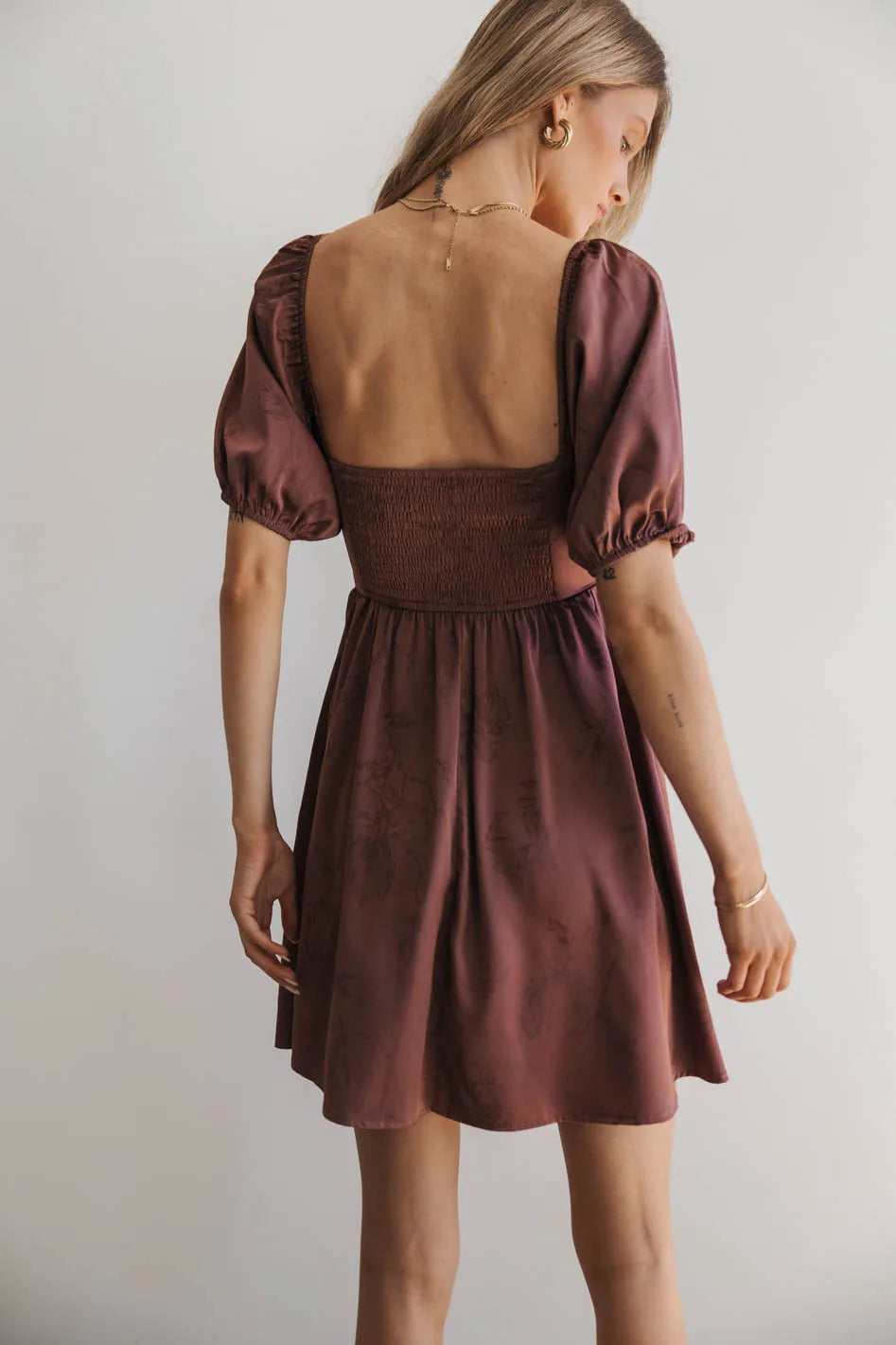 Alexis Satin Mini Dress in Mauve - Elegant Women's Party Cocktail Dress for Evening Events, Weddings & Date Nights - FINAL SALE