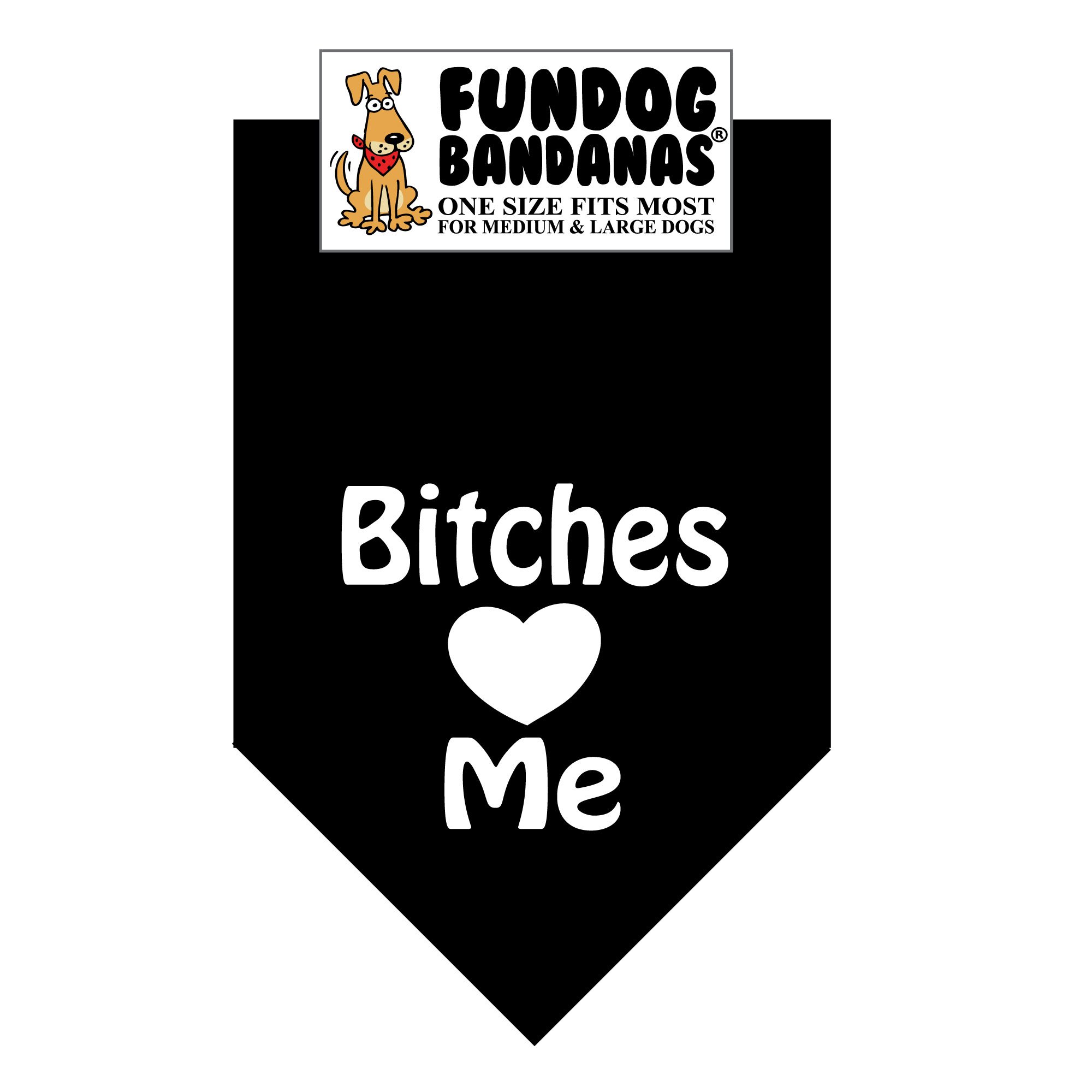 Bitches Love Me Dog Bandana - Adjustable One Size Fits Most for Medium to Large Dogs, Black Pet Bandana for Dogs - Perfect for Walks, Parties & Photo Shoots