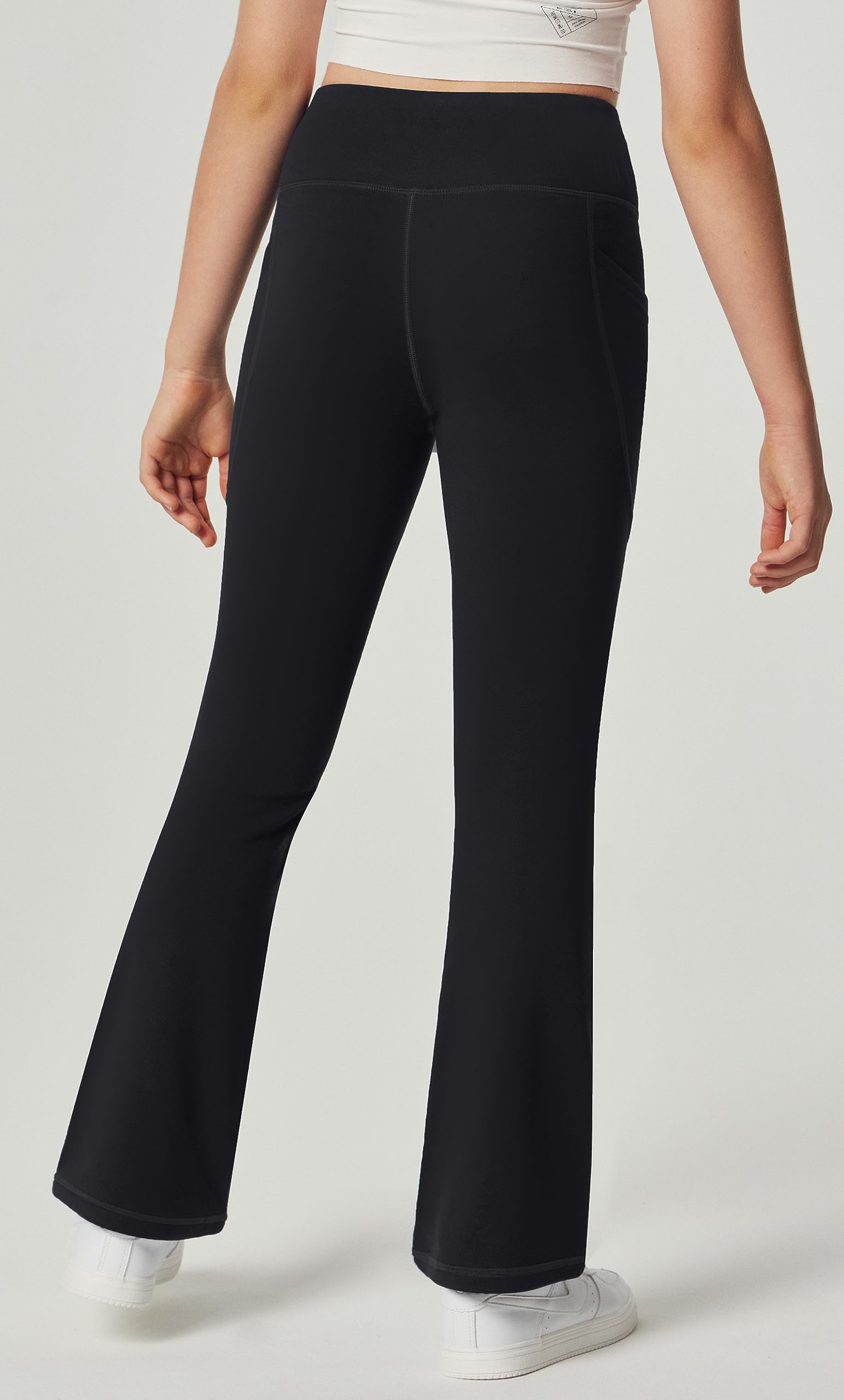 IUGA Girls' High Waist Fleece Lined Flare Leggings - Bell Bottom Yoga Pants with Pockets for Teens, Preppy Athletic Wear - Perfect for School, Yoga & Winter Outfits