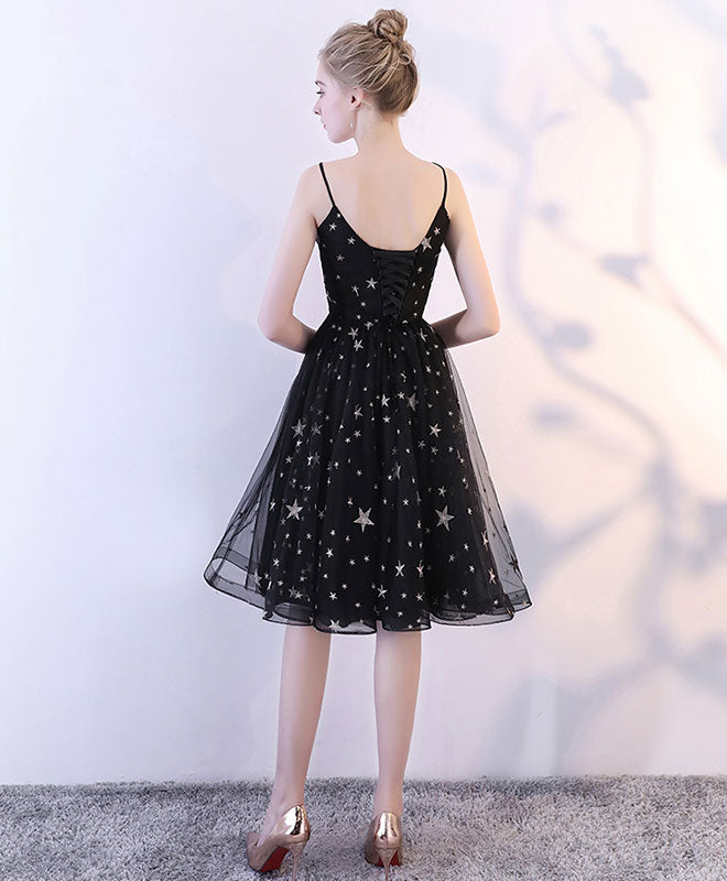 Elegant Black V-Neck Tulle Short Prom Dress for Women - Perfect for Homecoming, Cocktail Parties & Special Occasions