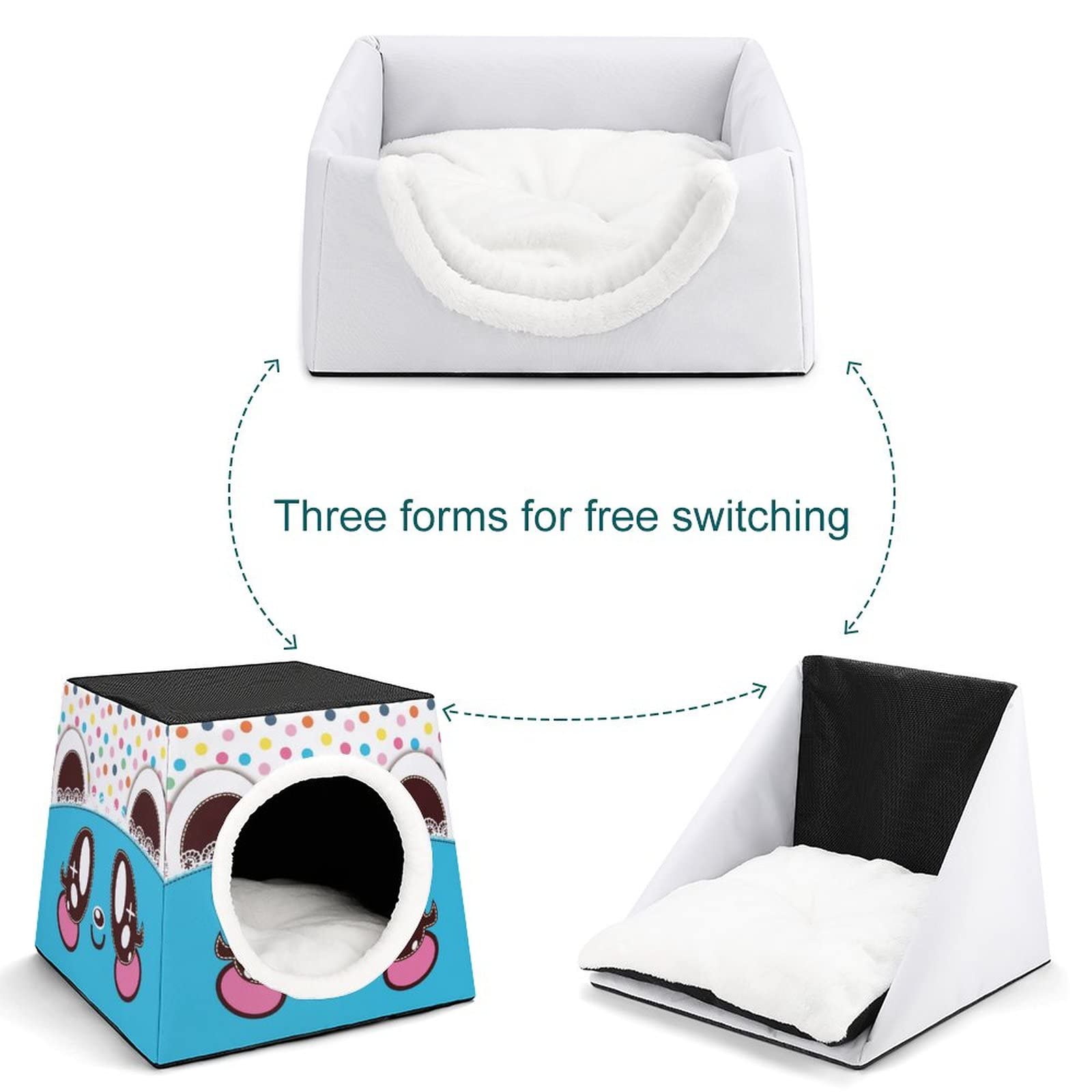 3-in-1 Foldable Cat House with Removable Cushion - Convertible Cat Bed, Sofa & Scratching Post - Cute Cat Face Design for Indoor Kittens - Perfect for Living Room, Bedroom & Pet Play Areas
