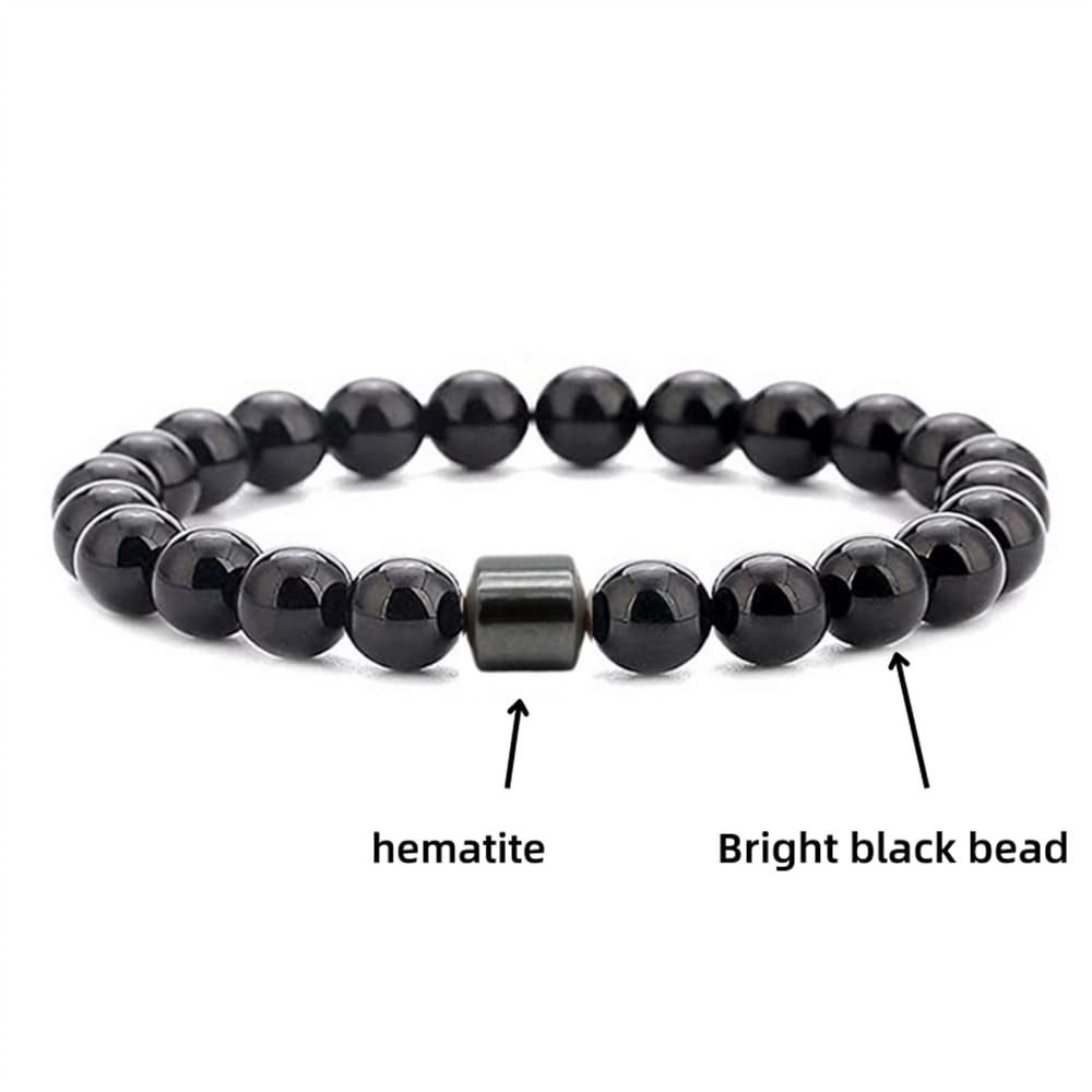 Natural Lava Rock Beads Stretch Bracelet - Adjustable Braided Rope Gemstone Elastic Bracelet for Men & Women - Perfect for Yoga, Meditation & Spiritual Healing