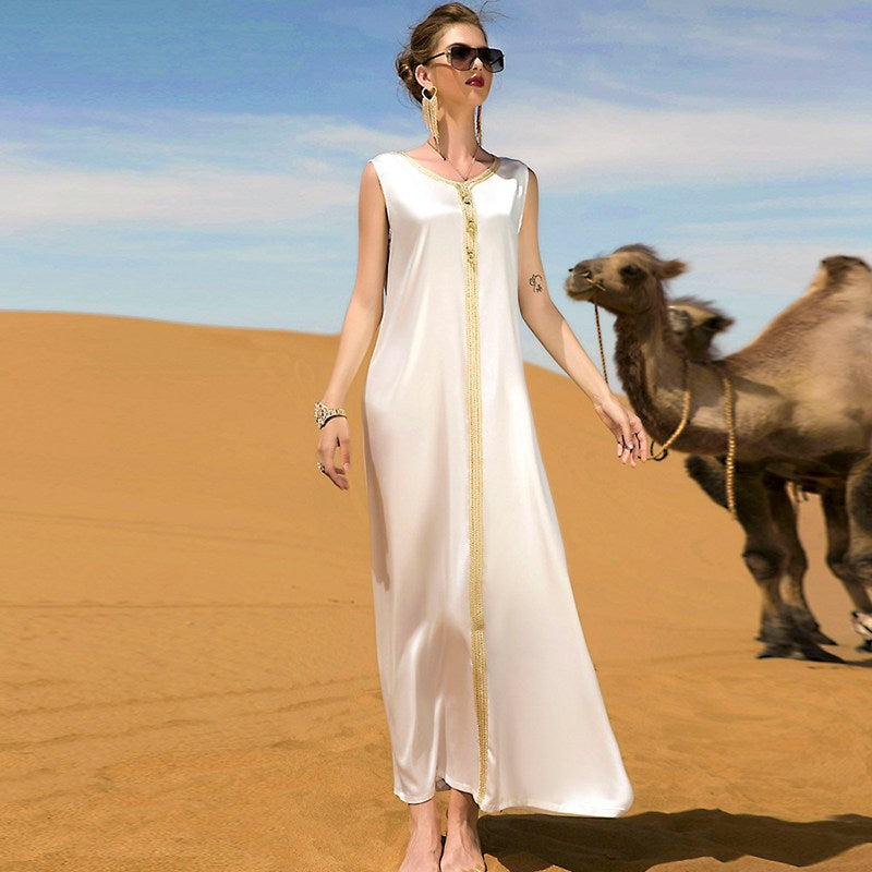 2 Piece Set Women's Embroidered Cardigan & Open Abaya Dress for Evening Party, Wedding, Special Occasions - Elegant Muslim Fashion Outfit