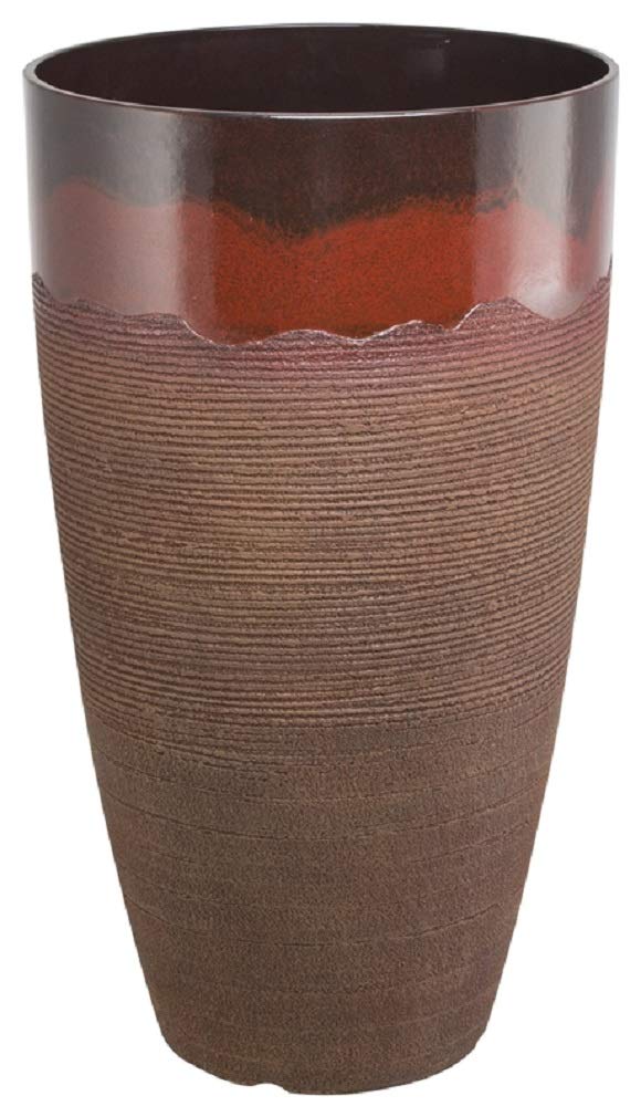 West Virginia Tall Round Resin Planter - Set of 4, Red Outdoor Flower Pots for Patio, Garden & Home Decor | Durable Weather-Resistant Plant Containers