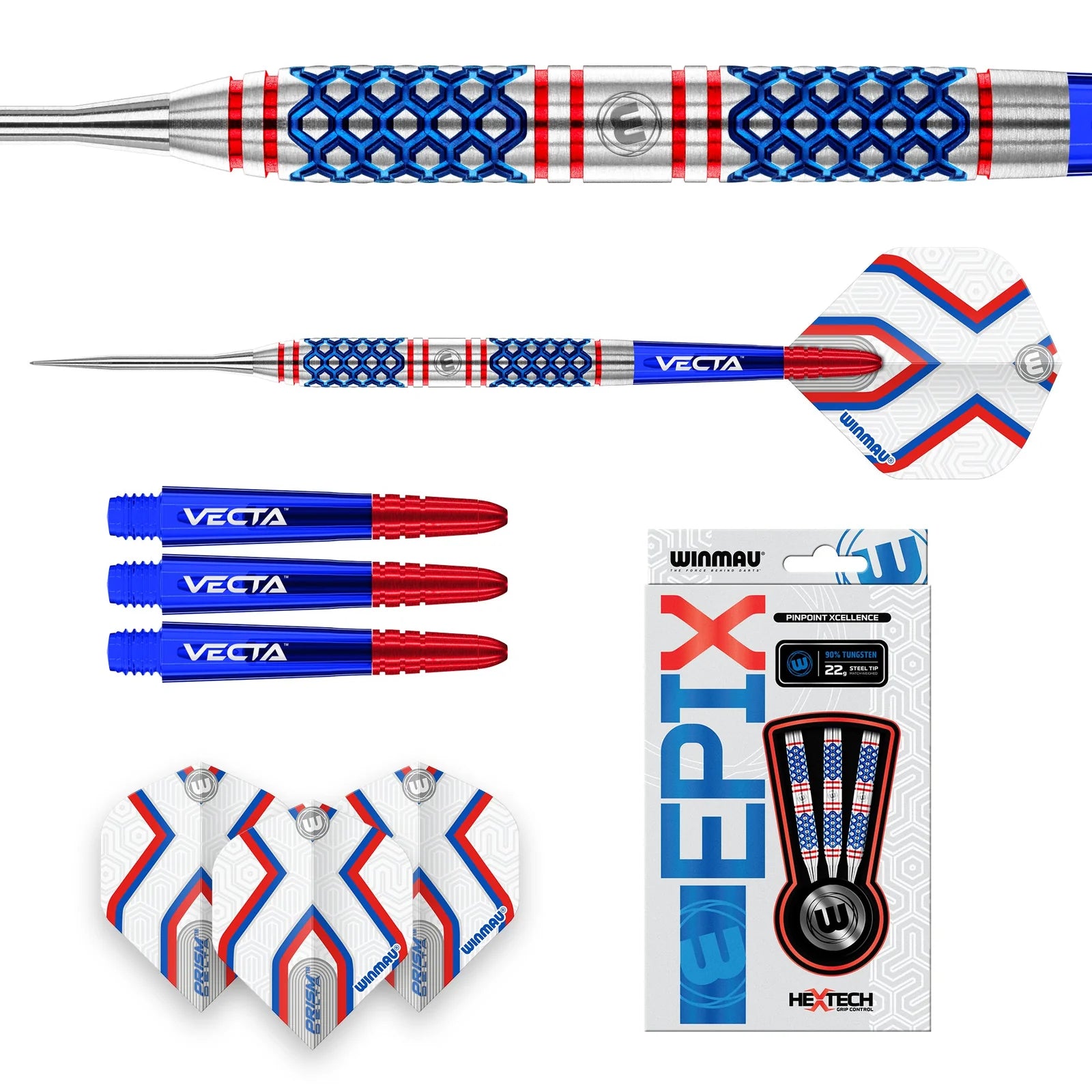 WINMAU Epix Darts - 90% Tungsten Steel Professional Darts Set (22g) for Precision Throwing - Perfect for Bars, Home Game Rooms & Competitive Tournaments