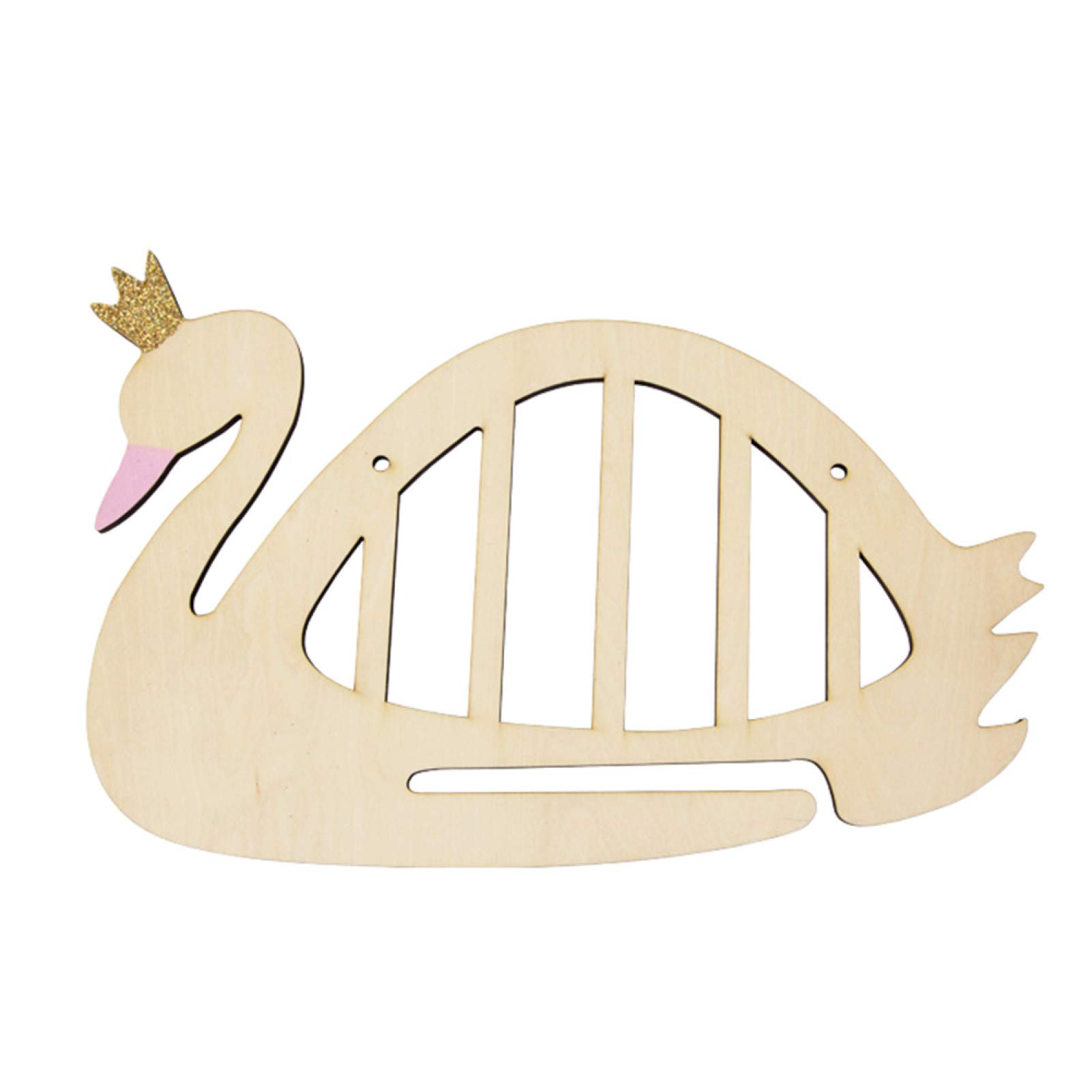 Lucare Wooden Swan Hair Clip Holder - Elegant Wall Hanging Organizer for Hair Accessories, Home Decor & Photography Prop - Natural Wood Board for Bathroom, Bedroom or Vanity Display
