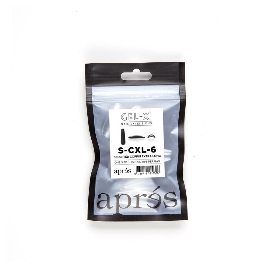 Apres Gel X Sculpted Coffin Extra Long Refill Tips - Size #0 & #9 - Perfect for Nail Extensions & Salon Professionals