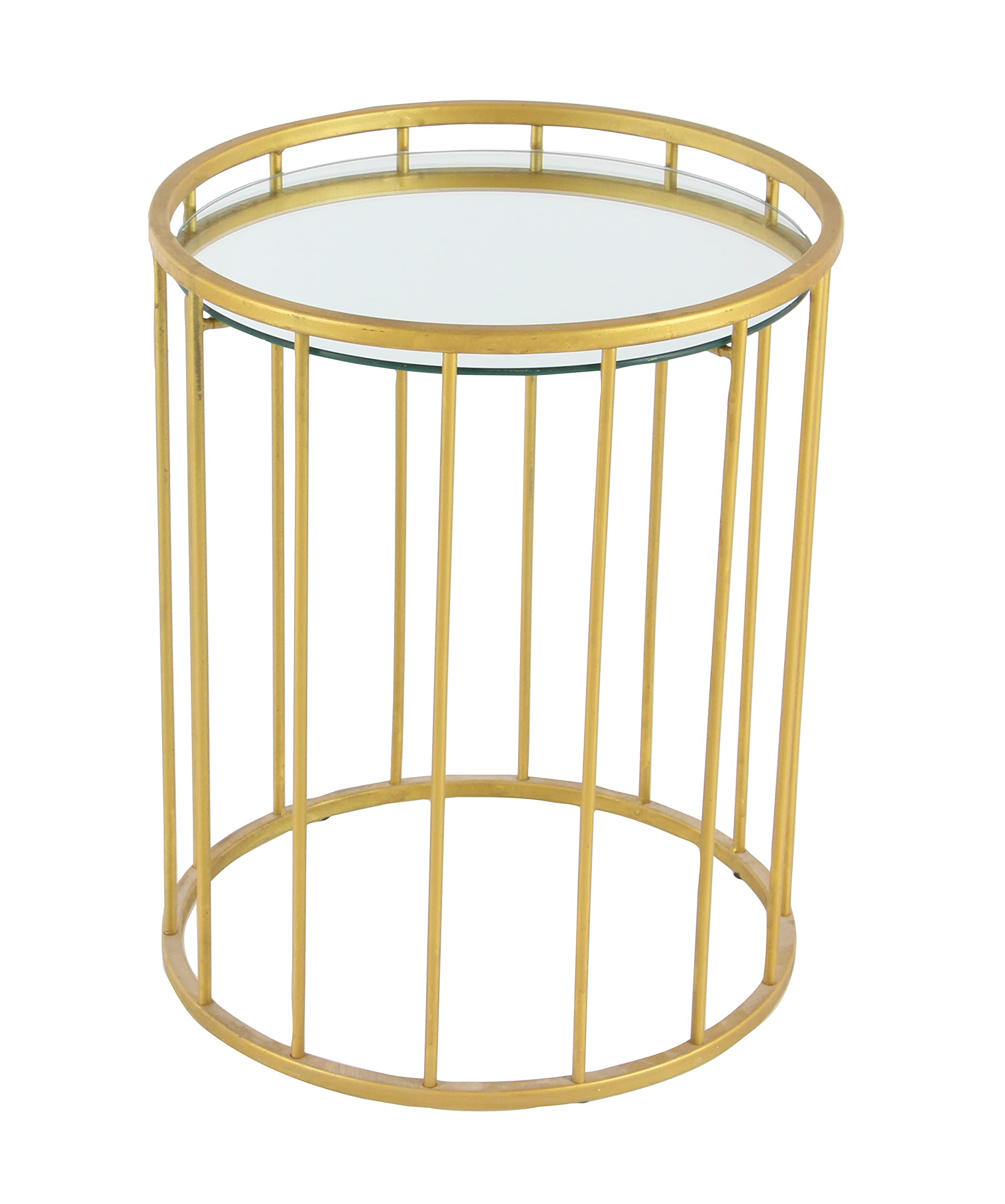 Deco 79 Modern Gold Metal Side End Accent Tables with Mirrored Glass Top - Set of 3 (22