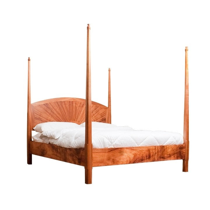 Lahiki Sunrise Grand Four Poster Koa Bed - Handcrafted Hawaiian Koa Wood King Size Bed Frame - Perfect for Master Bedroom, Luxury Resort, or Vacation Home Decor