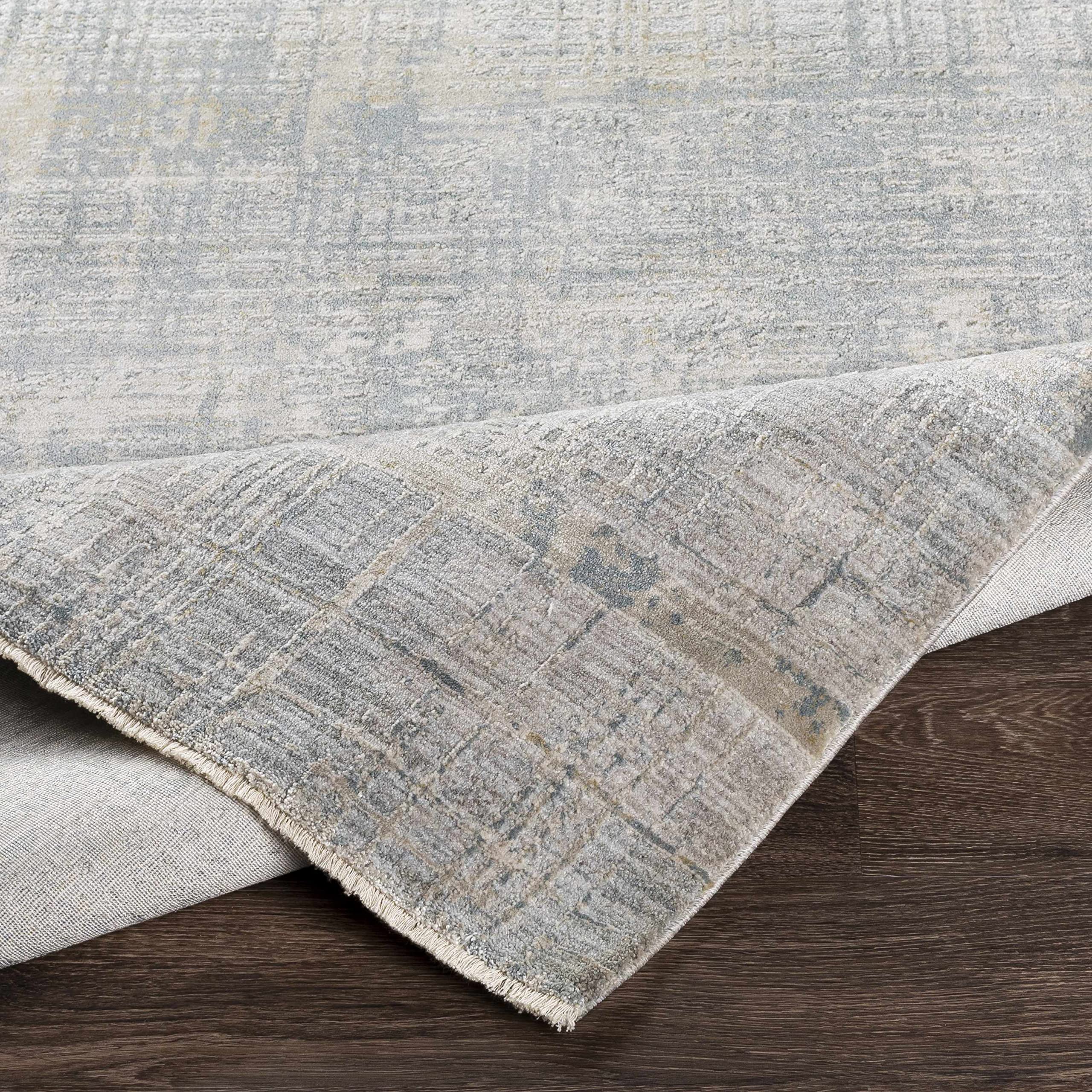 Hauteloom Fallin Modern Area Rug for Living Room and Bedroom - Soft Gray & Green Round Carpet 7'10