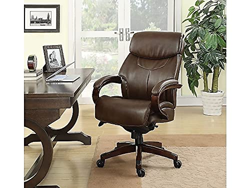 La-Z-Boy 1104593 Bradley Bonded Leather Executive Office Chair - Ergonomic High Back Swivel Chair with Adjustable Height for Home & Business Workspaces