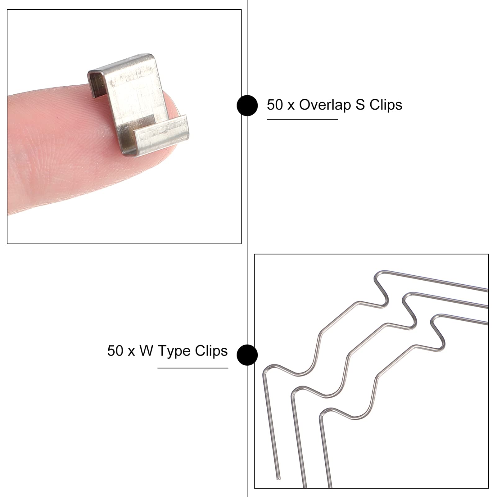 100pcs Stainless Steel Greenhouse Glass Clips - W Type Overlap Clamps for Glass Panes, Secure Greenhouse Glass Fixing Supplies - Perfect for DIY Greenhouse Construction, Garden Sheds & Sunroom Projects