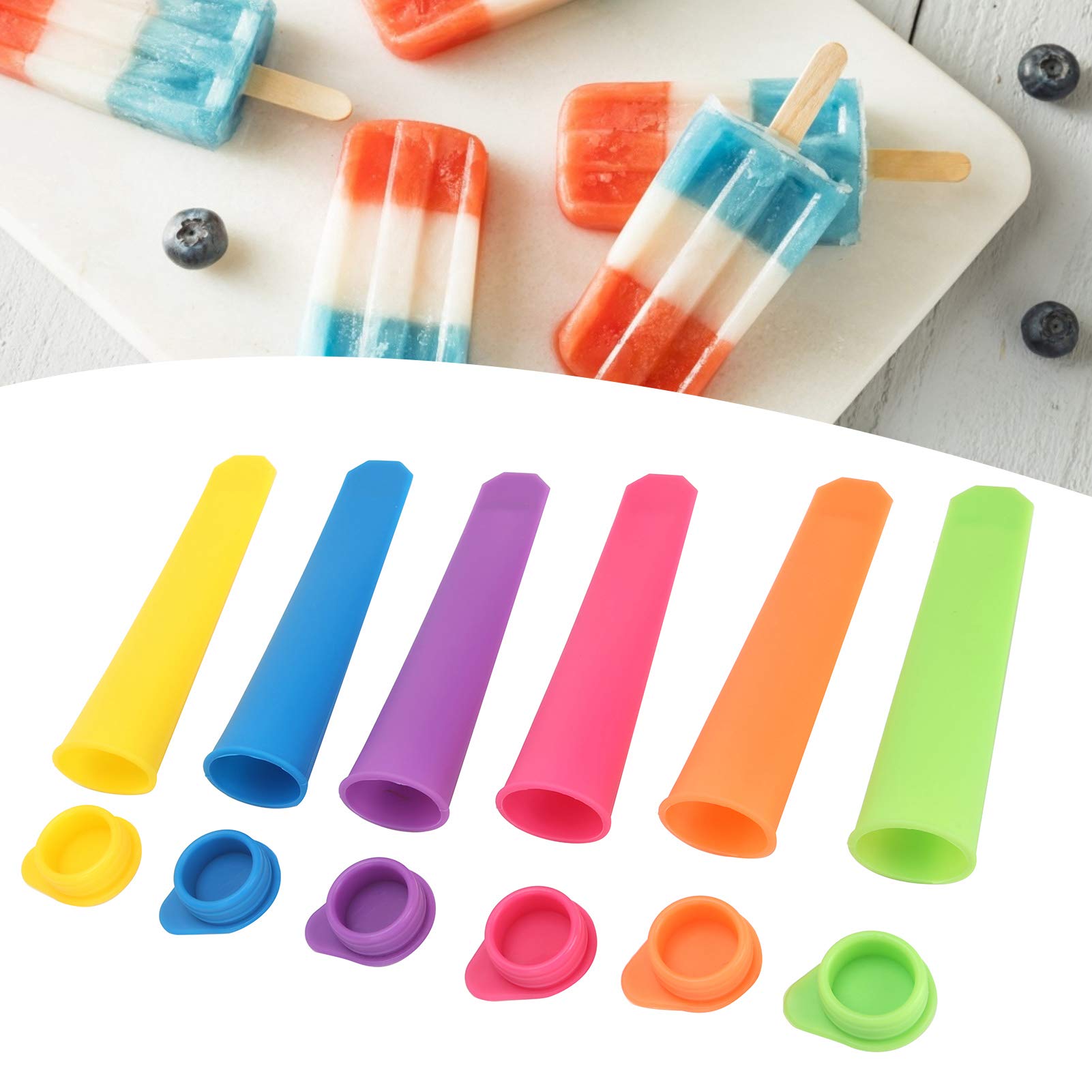 Premium Silicone Ice Cream Molds with Lids - Reusable BPA-Free Dessert Molds for Homemade Ice Cream, Popsicles, Chocolate & Candy - Perfect for Kids and Adults - Party, Summer Treats & DIY Dessert Making