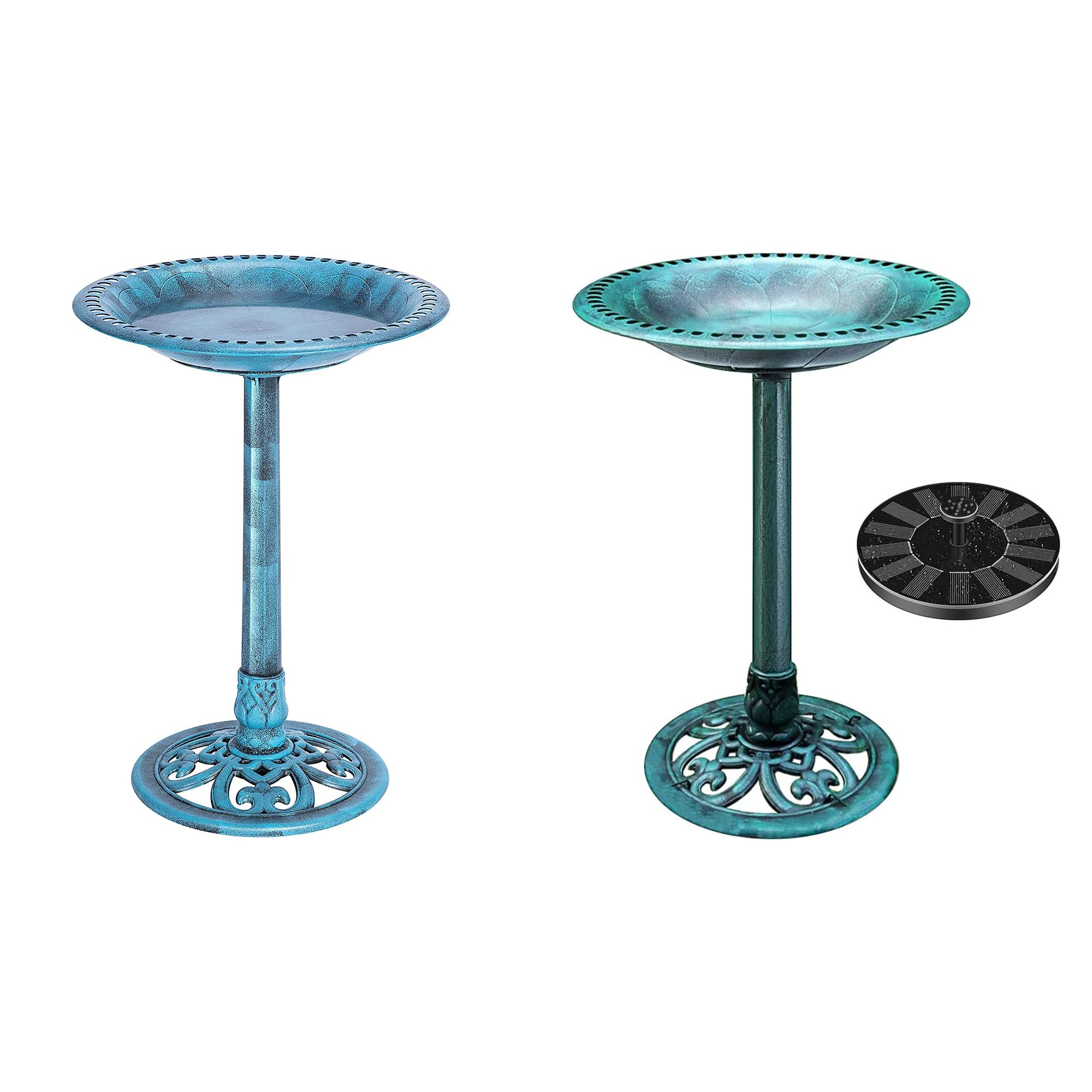 VIVOHOME 28 Inch Lightweight Polyresin Antique Outdoor Garden Bird Bath with Solar Powered Fountain - Perfect for Backyard Decor, Bird Watching, and Garden Landscaping