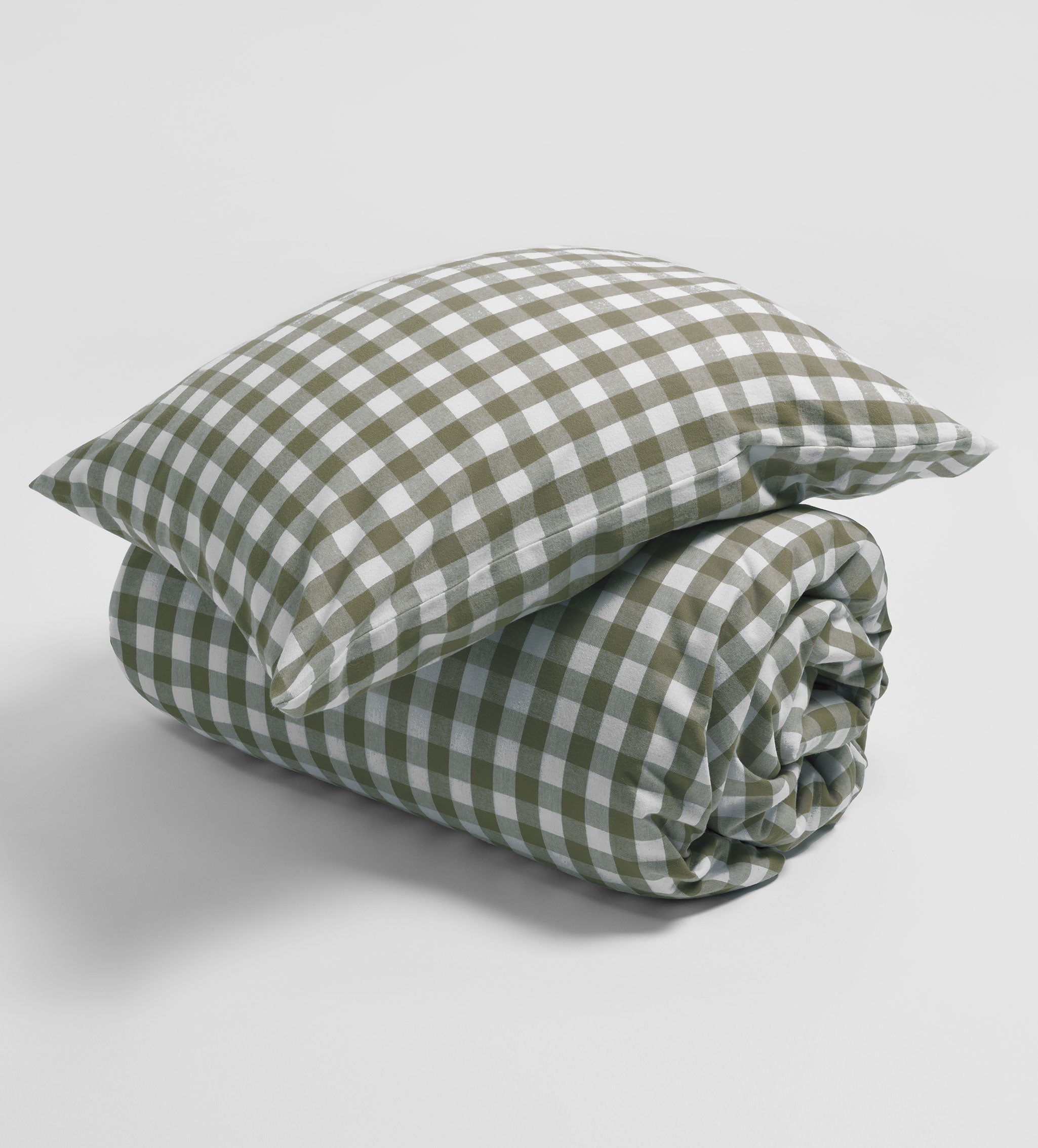 Organic Cotton Olive Green Gilbert Gingham Brushed Pillowcase - Soft & Hypoallergenic Bedding for Home, Hotel, or Gift Use