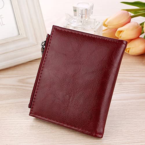 Women's Leather Wallet with Embroidery - Foldable Zipper Coin Purse & Card Holder, Plum Blossom Design (Color A) - Perfect for Everyday Use, Travel, and Gift Giving