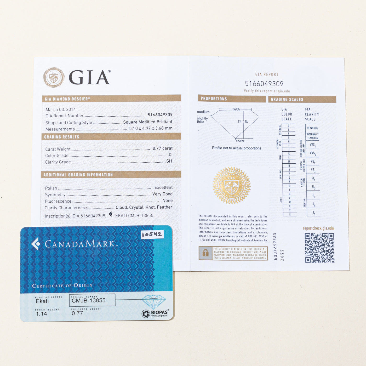 GIA Certified 0.77ct Diamond Solitaire Engagement Ring with 0.48ctw Side Stones, 14k White Gold Knife Edge Band, Size 8 - Perfect for Proposals, Anniversaries & Special Occasions