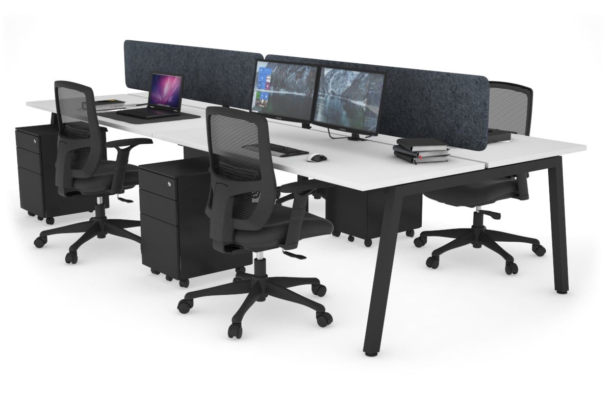 Quadro 4-Person Office Workstation Desk - 1600L x 700W Dimensions - Perfect for Team Collaboration, Open Office Spaces & Shared Workstations