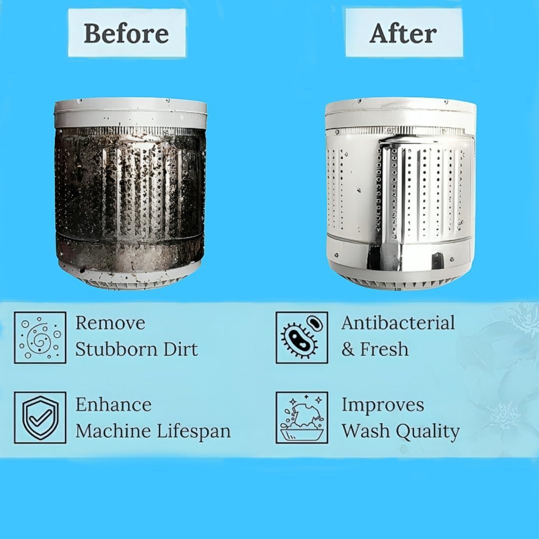 ALOKAH Samsung Washing Machine Cleaner Powder - Descaling & Drum Cleaning for Top & Front Load Washers - Scale Remover & Odor Eliminator (100g x 3 Pack) - Perfect for Deep Cleaning & Maintenance of Samsung Washing Machines