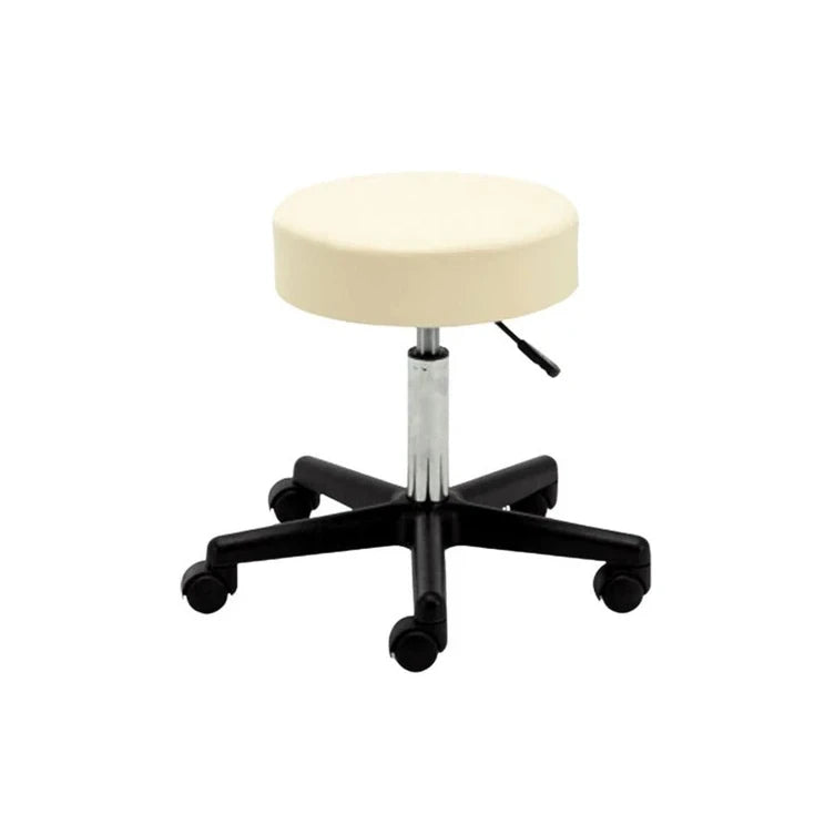 Professional Beauty Salon Stool with Cream Upholstery and Black Metal Legs - Perfect for Hair Salons, Nail Studios & Makeup Stations