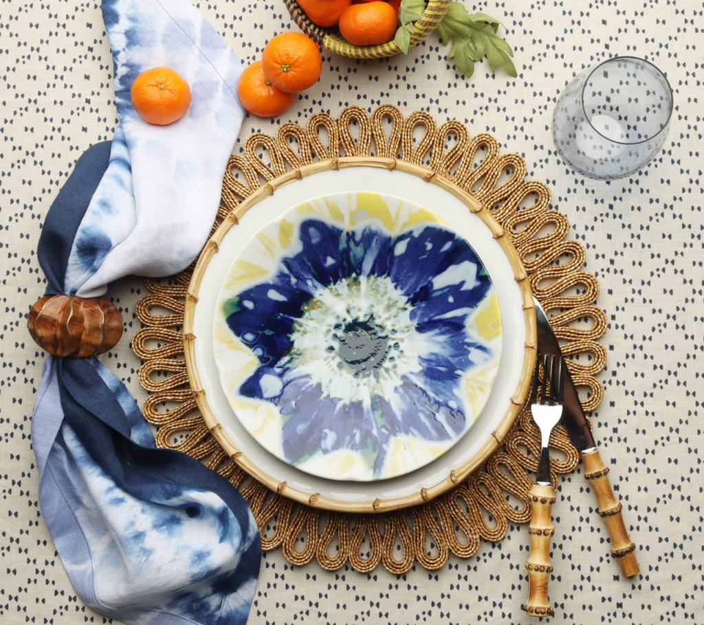 Premium Navy & Periwinkle Duo Dye Napkins - Set of 4 Cotton Dinner Napkins for Formal Dining, Wedding Reception & Holiday Table Setting