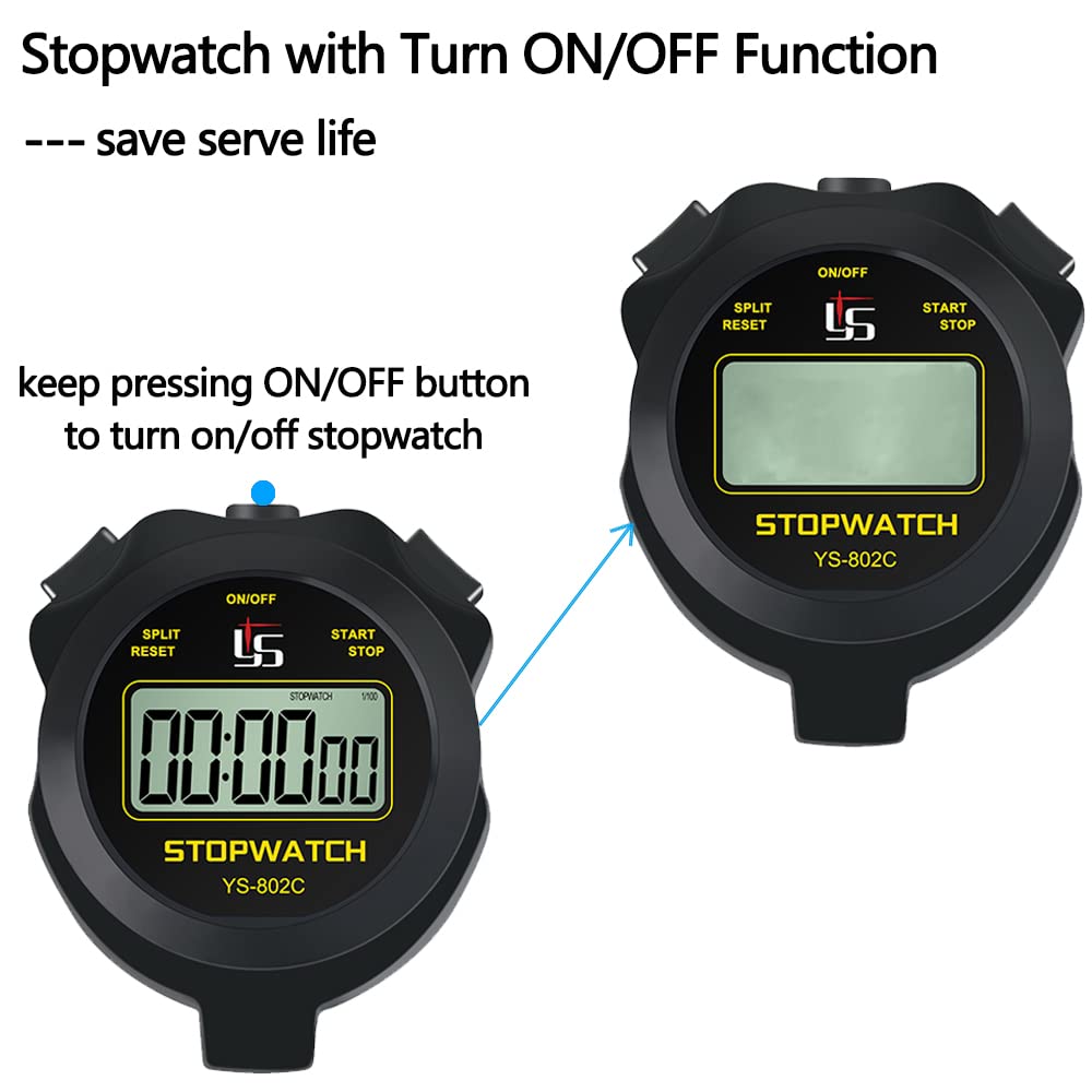Digital Stopwatch Timer - Simple On/Off Operation, No Clock/Date/Countdown - Silent & Easy to Use - Basic Sports Stopwatch for Kids, Coaches, Running & Swimming (Yellow) - Perfect for Track Practice, Swim Meets & Youth Sports Training