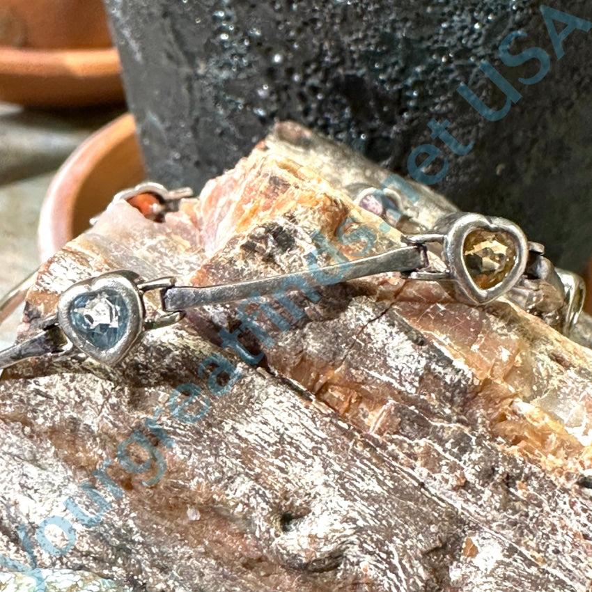 Sterling Silver Heart Gemstone Bracelet - Vintage Style Dainty Jewelry for Women, Perfect for Valentine's Day Gifts, Anniversary & Everyday Wear
