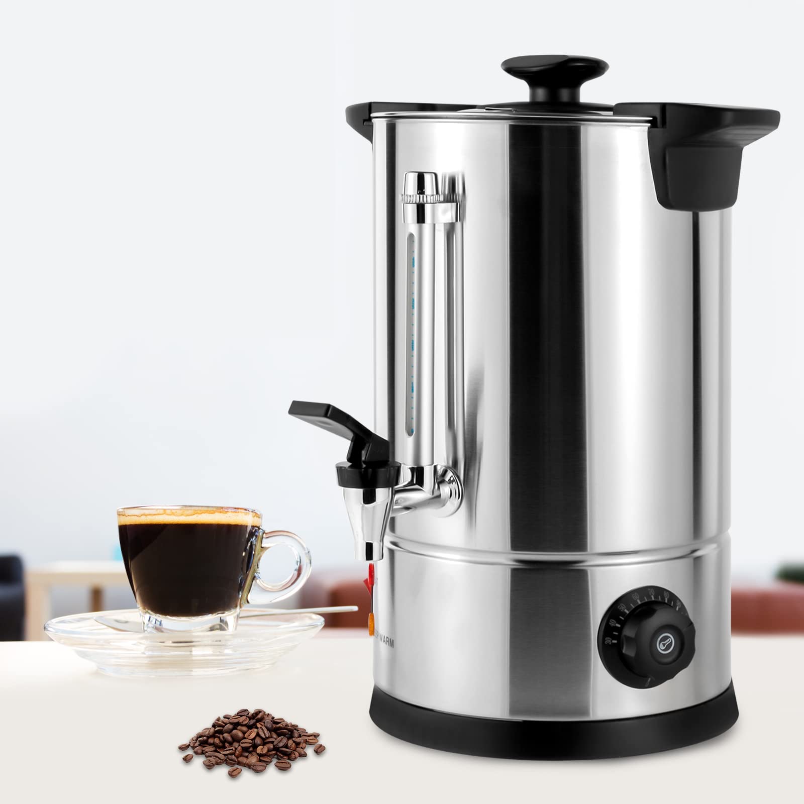 50-Cup Commercial Coffee Urn 5L Large Capacity Coffee Maker with Adjustable Temperature & Percolator - Ideal for Offices, Catering, Events, Tea, Hot Chocolate & Coffee Brewing