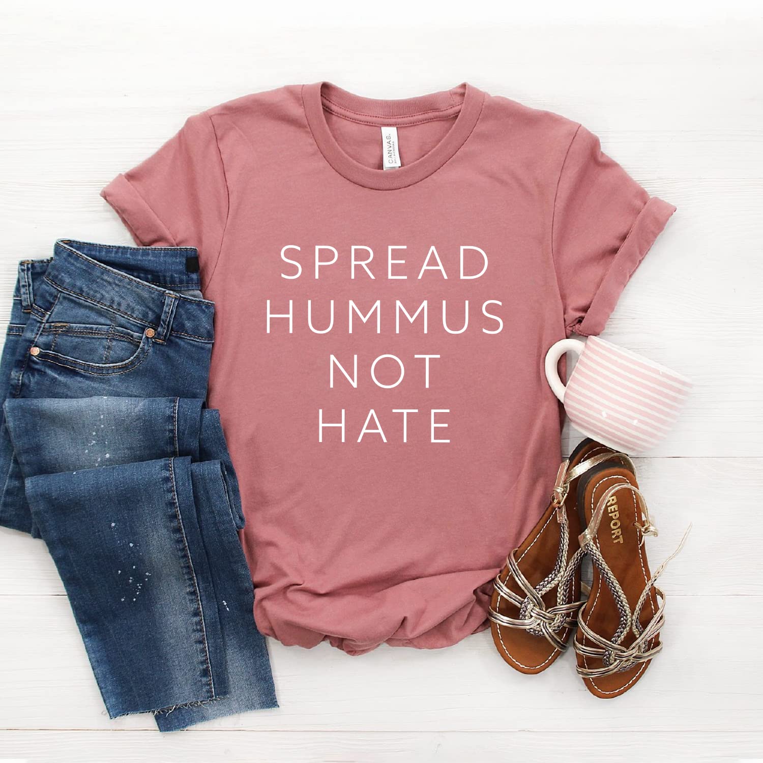 Spread Hummus Not Hate Vegan T-Shirt - Soft Unisex Cotton Tee for Vegetarians - Funny Plant-Based Hummus Lover Gift for Casual Wear & Vegan Events