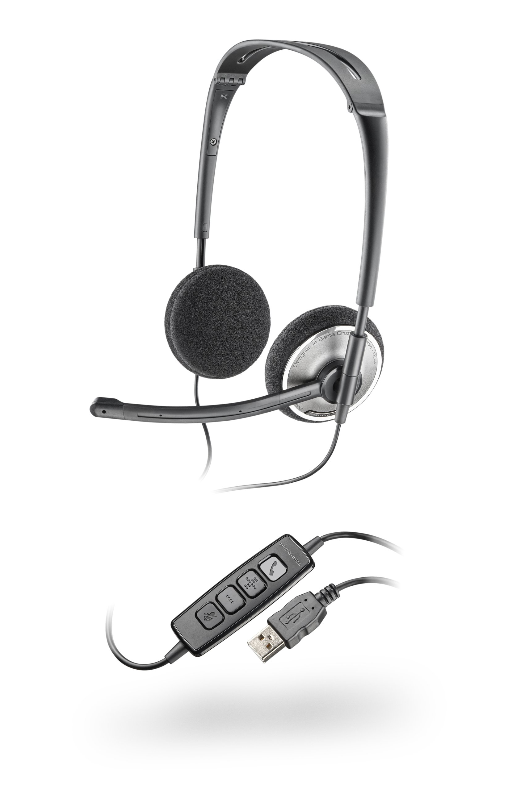 Plantronics PLNAUDIO478 Stereo USB Headset for PC - Noise Cancelling Headphones with Microphone for Office, Gaming & Online Meetings (Black)
