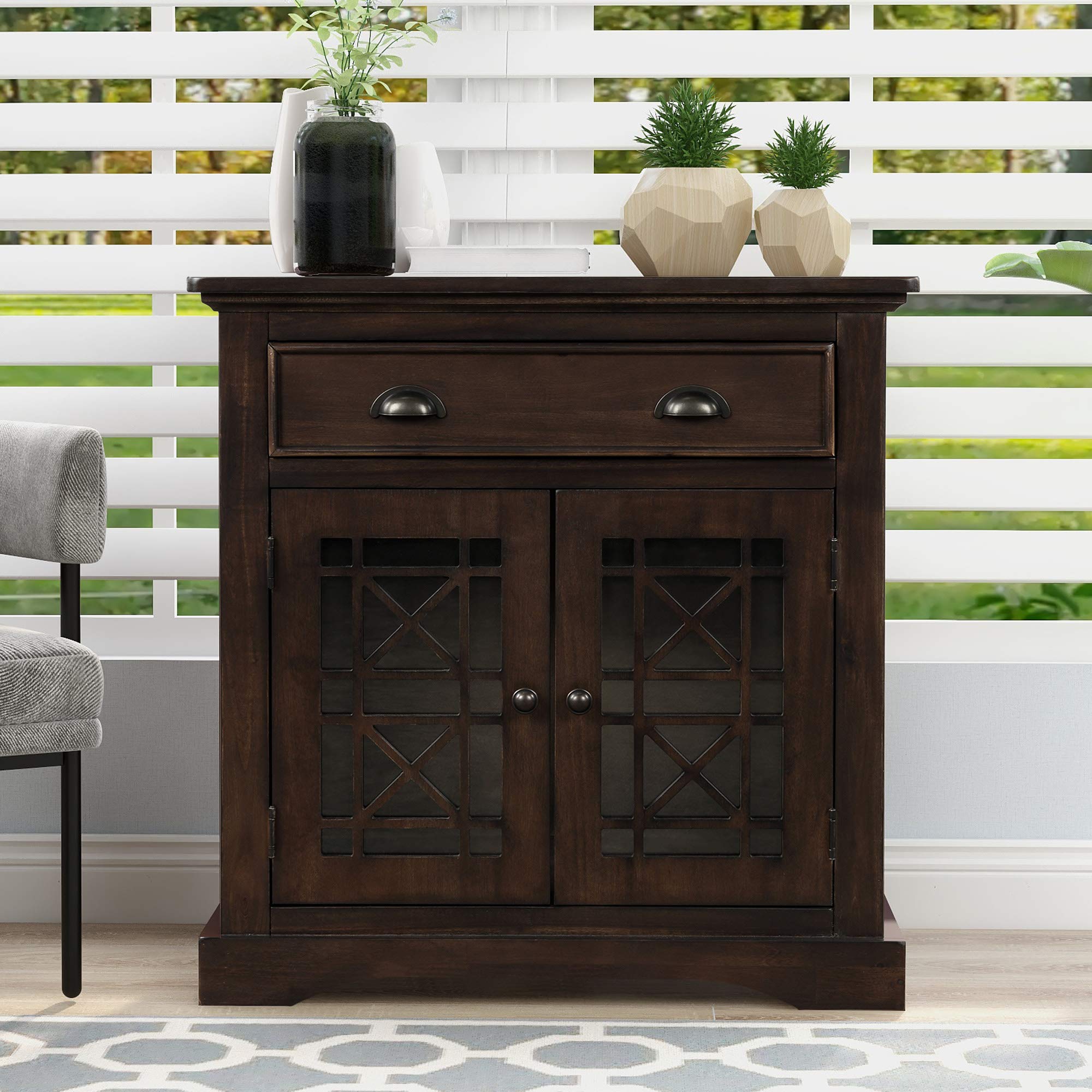 Goujxcy Storage Cabinet - Entryway Storage Chest with Door, No Assembly Required - Perfect for Hallway, Living Room & Bedroom Organization