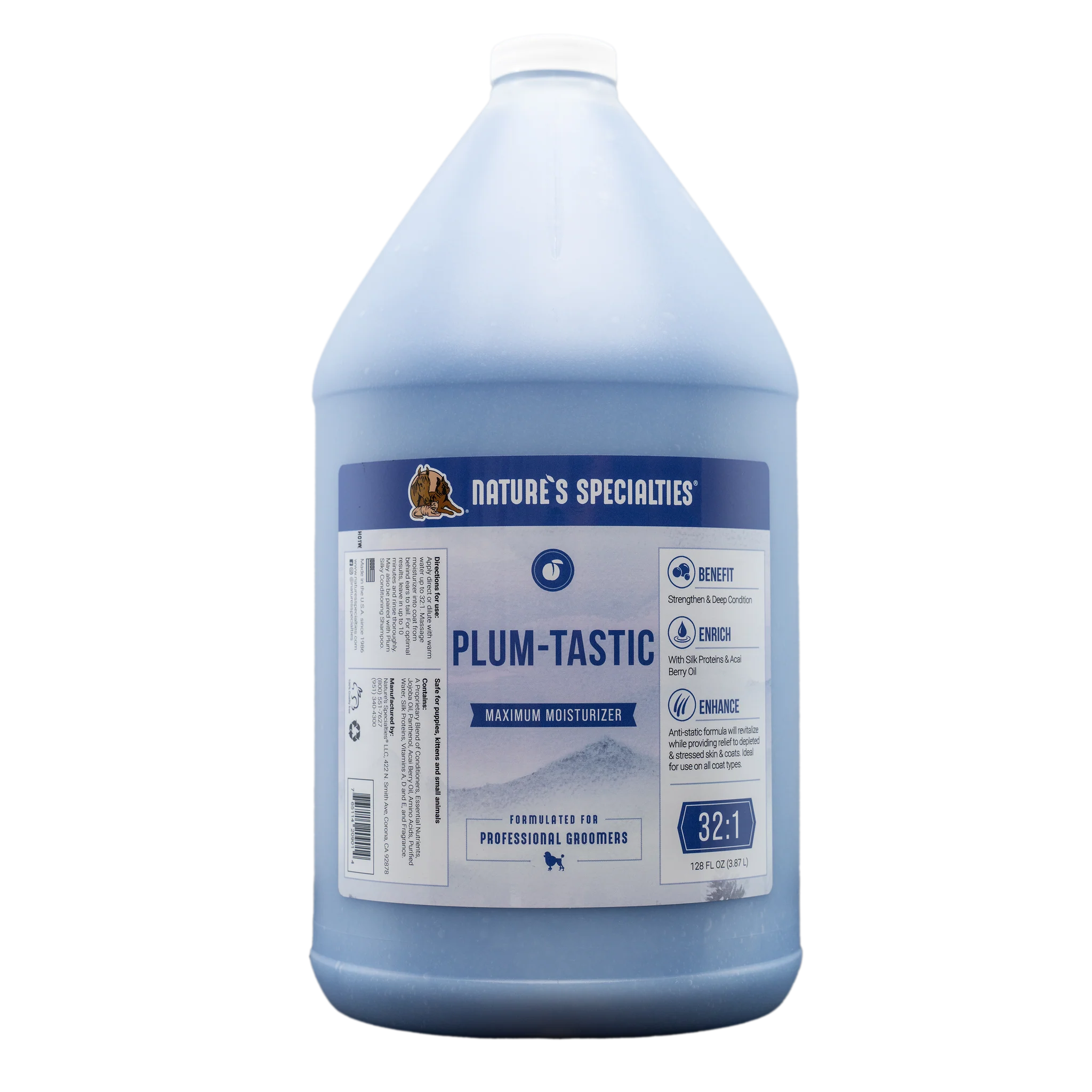 Nature's Specialties Plum Tastic® Maximum Moisturizing Conditioner for Dogs & Cats - Deep Hydration for Dry Skin & Coat, Perfect for Grooming & After Bath Care