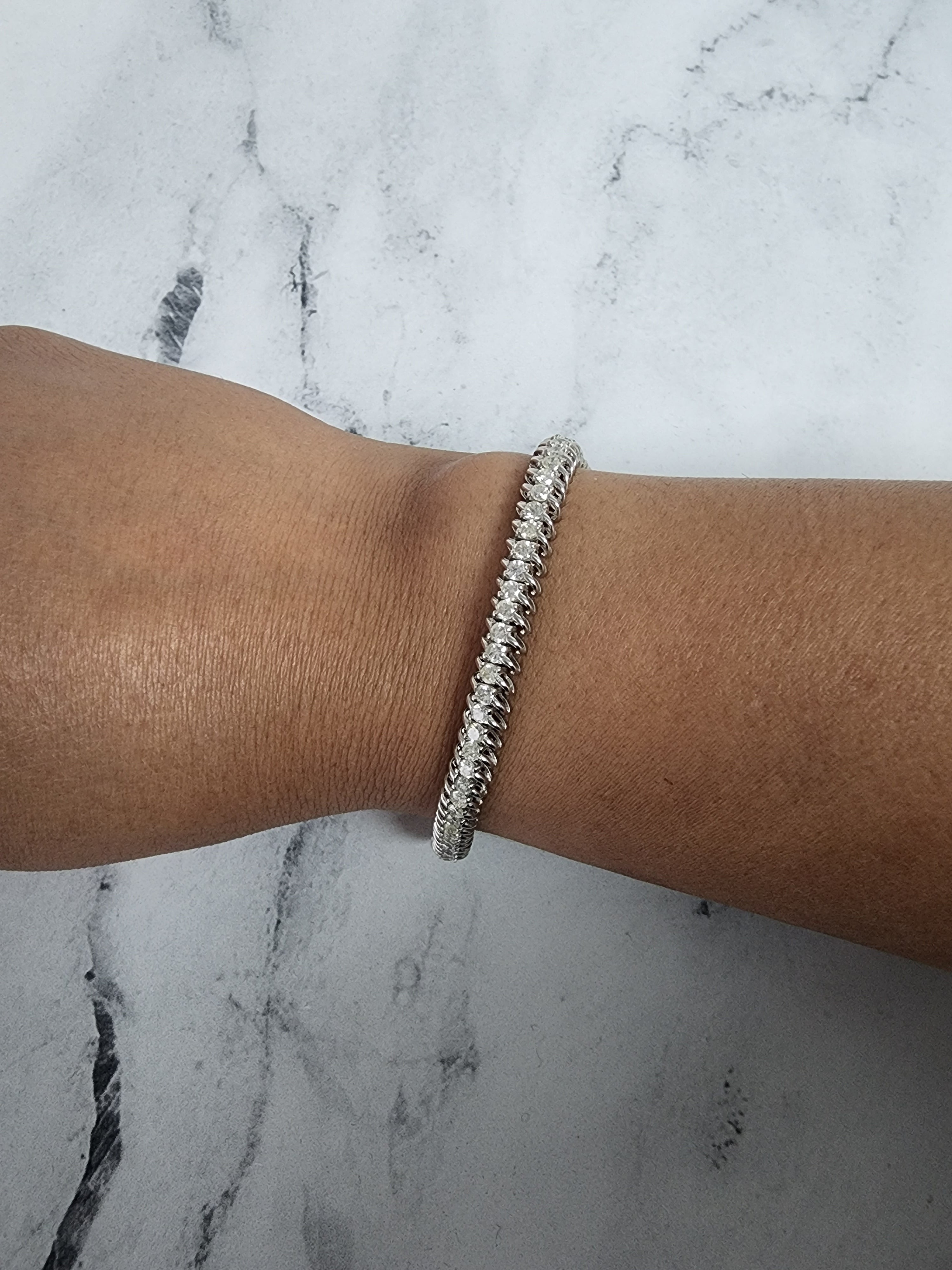 Elegant S-Style Diamond Tennis Bracelet - 3.60cttw 14K White Gold - Perfect for Weddings, Anniversaries & Special Occasions