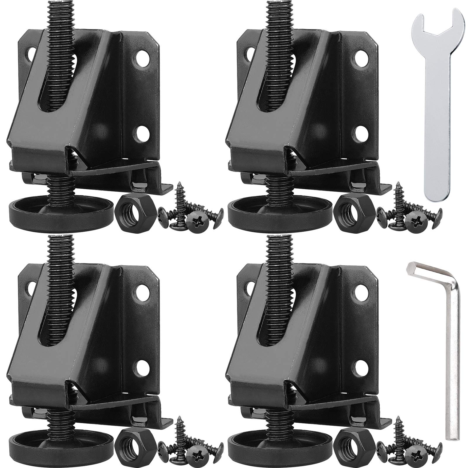 Heavy Duty Adjustable Furniture Leveling Feet with Lock Nuts - 4 Pack Black - Perfect for Tables, Cabinets, Workbenches, Shelving Units & Home Office Furniture - Stabilize Uneven Floors for Professional Workspaces