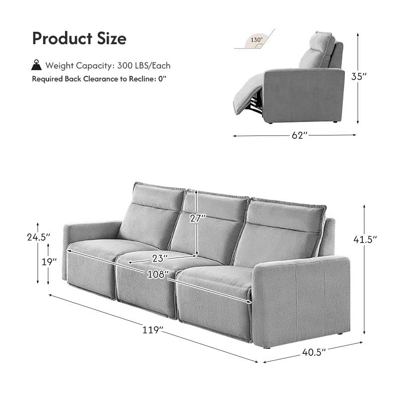 Essentia Power Reclining Corner Sofa - Easy Care Fabric Sectional Couch with USB Charging for Living Room, Home Theater & Family Room Comfort