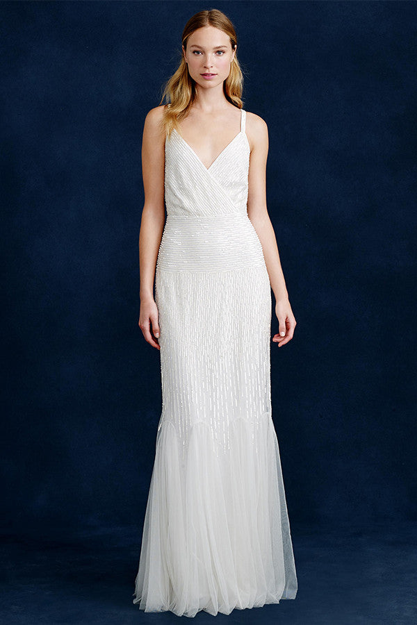 J. Crew Harper Beaded Mermaid Wedding Dress - Elegant Beaded Lace Bridal Gown for Beach, Church & Formal Weddings