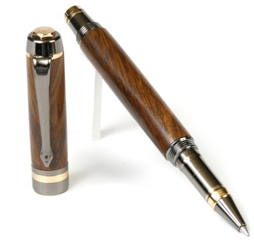 Lanier Pens Elite Rollerball Pen - Premium Gun Metal Finish - Exotic Tamboti Wood - Smooth Writing for Office, Business & Gift Giving