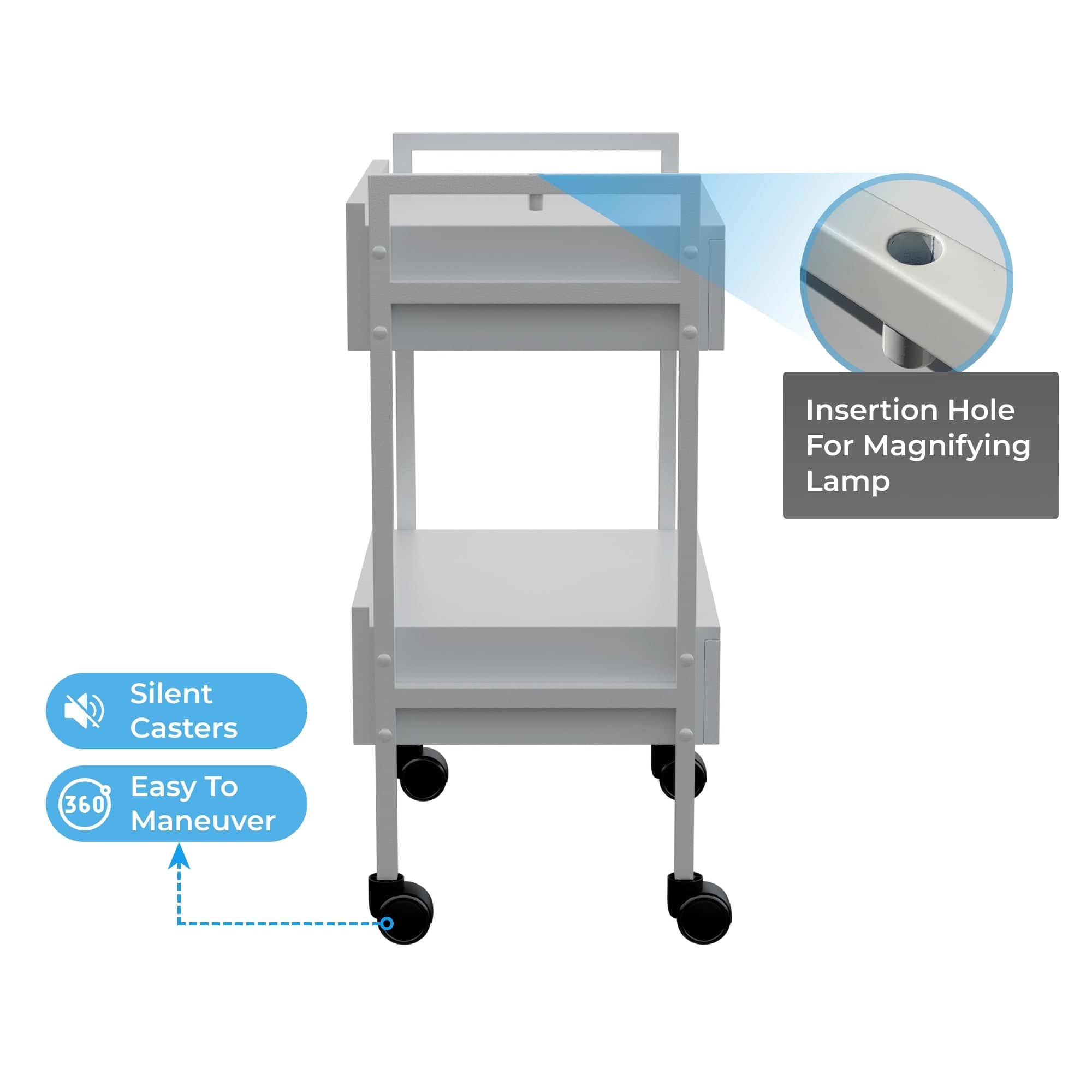 DANTE DELUXE Professional Beauty Trolley Cart with 3 Locking Drawers - Mobile Makeup Storage Organizer for Salon, Spa & Home Use (Model 1019) - Perfect for Hairstylists, Estheticians & Makeup Artists