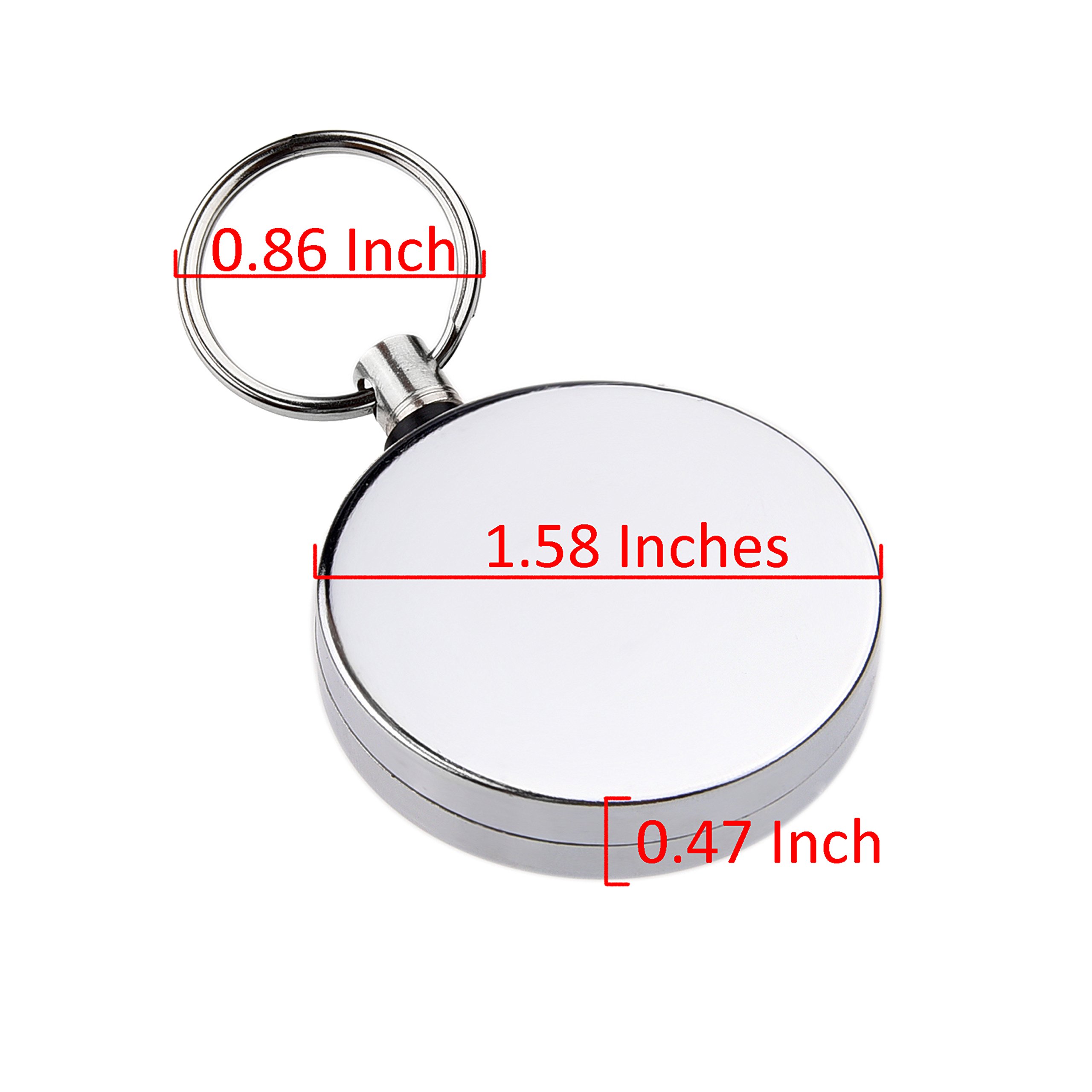 Kare and Kind Heavy Duty Retractable Reel with Belt Clip - 28 Inch Steel Cord, Chrome Metal Case, Swivel Clips & Key Ring (Silver, 1pc) - Perfect for Keys, ID Badges, Tools & Work Accessories