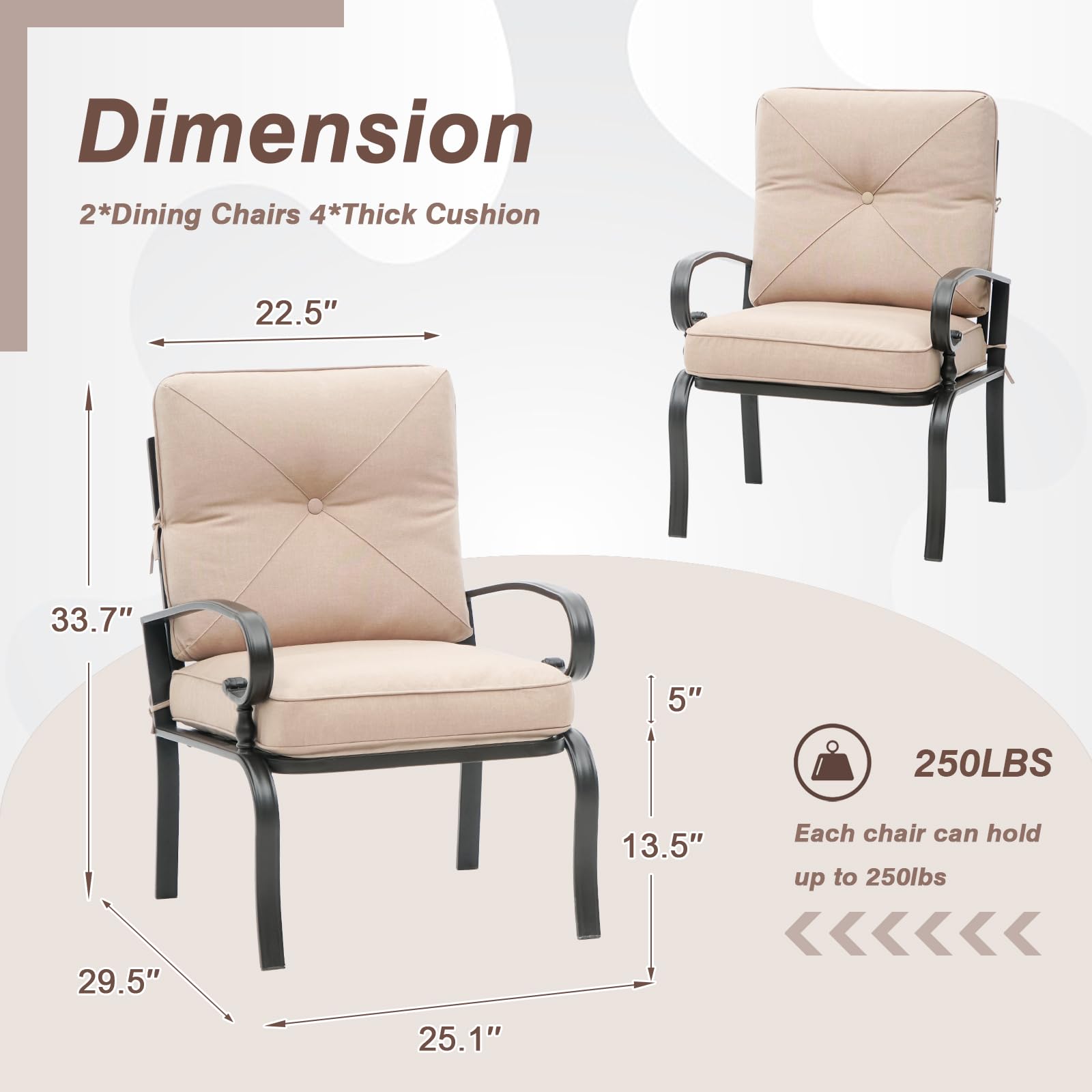 2-Piece Outdoor Patio Bistro Chair Set - All-Weather Metal Garden Dining Furniture (Brown) - Perfect for Backyard, Balcony, and Poolside Relaxation