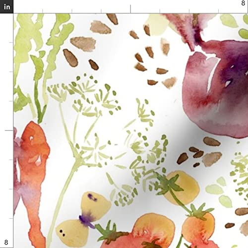 Garden Chartreuse Botanical Vegetable Printed Denim Fabric by The Yard - Heavyweight Cotton Material for DIY Apparel, Home Decor & Upholstery - Perfect for Gardening Aprons, Curtains & Throw Pillows