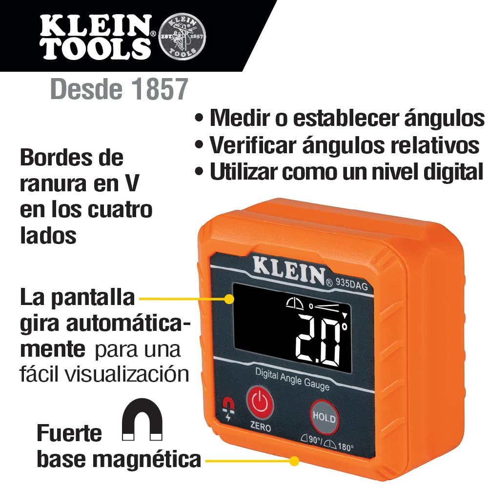 Klein Tools Digital Level & Angle Gauge with Folding Hex Key Set - Professional Precision Measuring Tool for Construction, Carpentry & DIY Projects