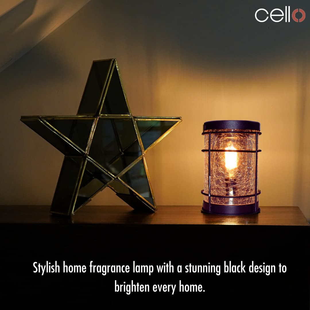 Cello Black Edison Crackle Electric Wax Warmer - Aromatherapy Wax Melter for Home, Office & Spa - Perfect for Relaxation, Stress Relief & Scented Ambiance