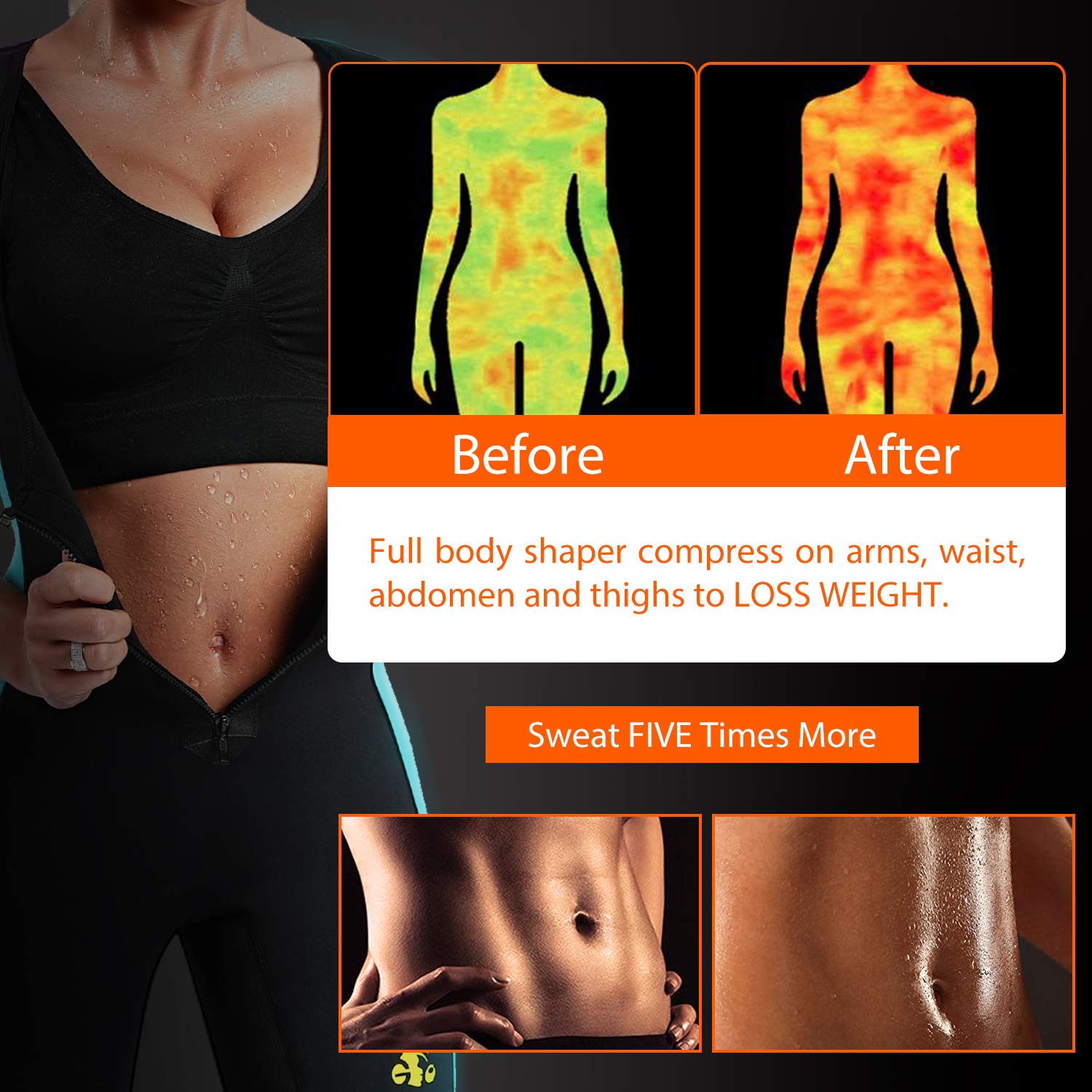 Women's Full Body Shaper Neoprene Sweat Sauna Suit - Waist Trainer Bodysuit for Weight Loss & Tummy Control | Perfect for Workouts, Sauna Sessions & Postpartum Recovery