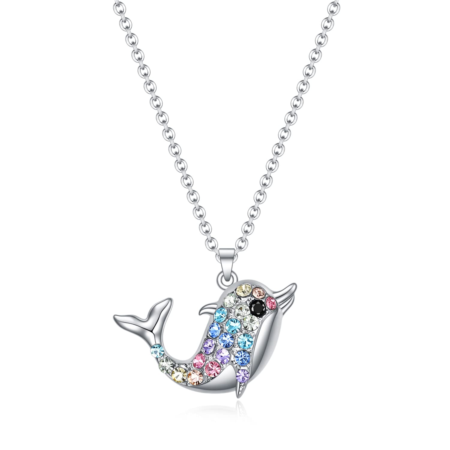 Shark Penguin Dolphin Sea Turtle Necklace - Rainbow Crystal Animal Jewelry Pendant for Women & Girls - Perfect Birthday Gift for Daughter, Best Friend & Loved Ones - Ideal for Beach Parties, Ocean-Themed Events & Everyday Wear
