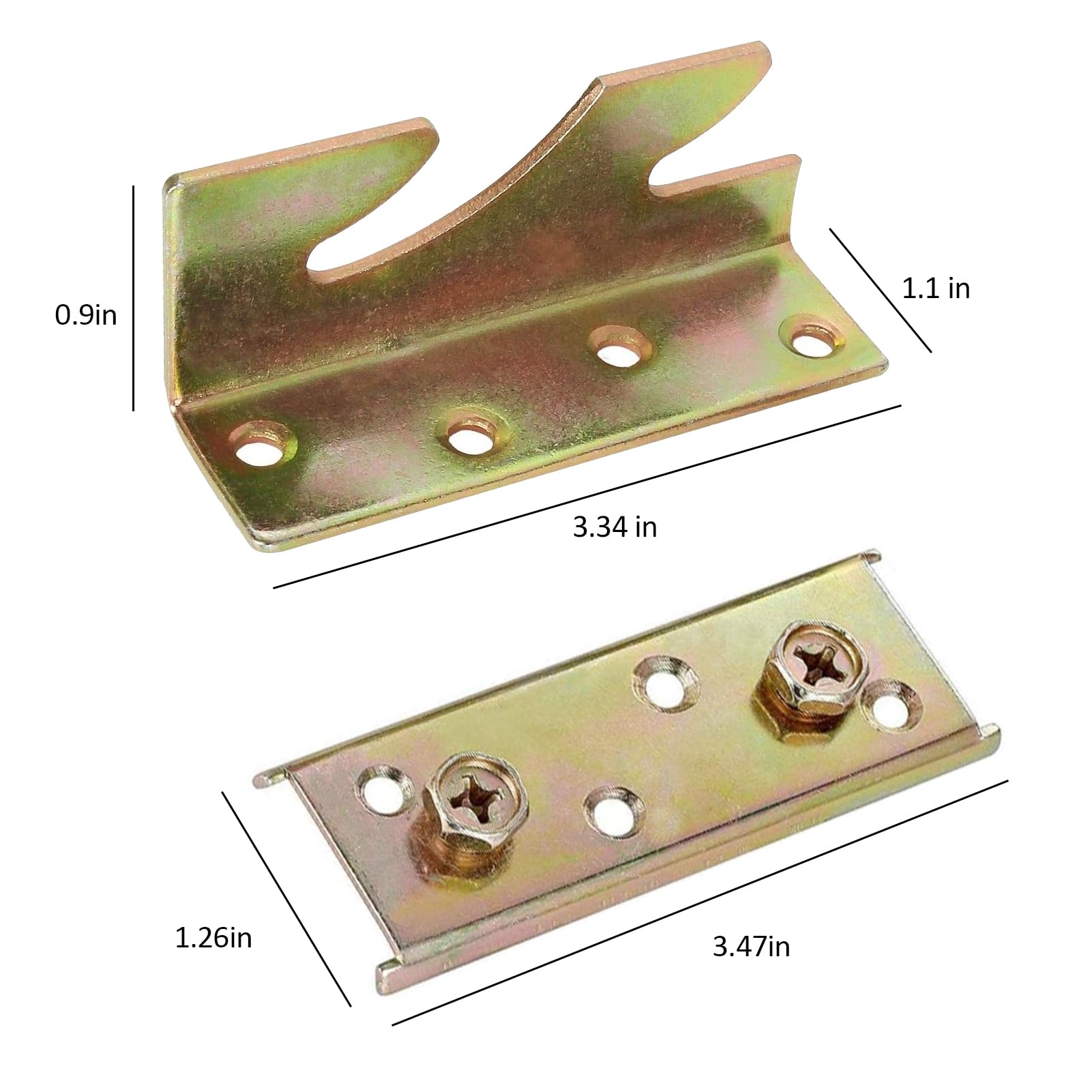 4 Sets Heavy Duty Bed Rail Brackets - Wooden Bed Frame Connectors with Screws for Secure Bed Assembly - Perfect for DIY Bed Frames, Bunk Beds & Furniture Repair