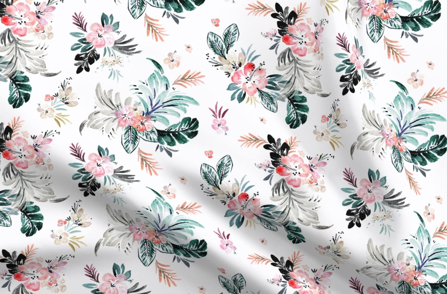 Premium Spoonflower Fabric - Floral Tropical Hawaiian Print on Soft Minky Fabric (Fat Quarter) for Sewing Projects, Baby Blankets, Quilt Backing & Plush Toys - Perfect for DIY Crafts, Nursery Decor & Summer Fashion